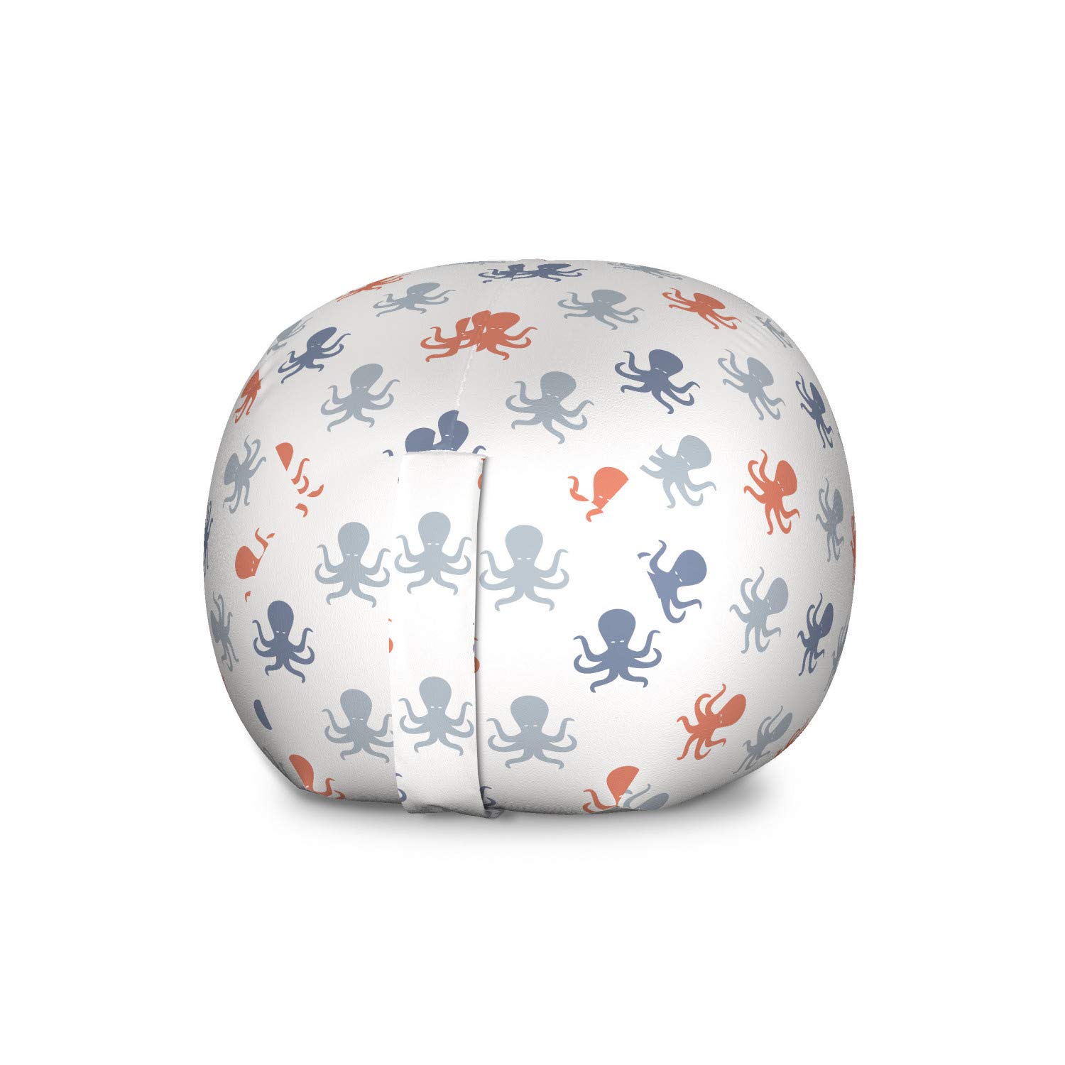 Ambesonne Octopus Storage Toy Bag Chair - Large Washable Organizer with Ocean Animal Tentacles Design, Blue Grey Cinnamon - Perfect for Kids' Room, Playroom & Beach Toy Storage
