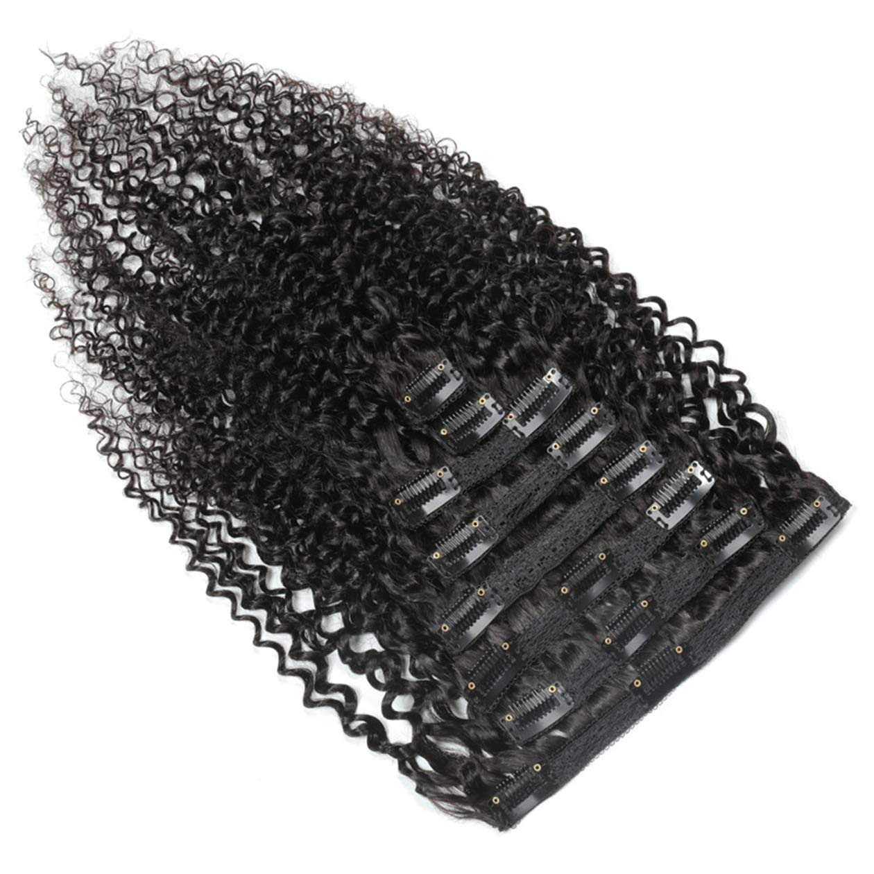 8PCS 120g Kinky Curly Brazilian Virgin Human Hair Extensions with Clips - 18inch Remy Hair Bundles for Black Women | Perfect for Daily Styling, Parties & Special Occasions
