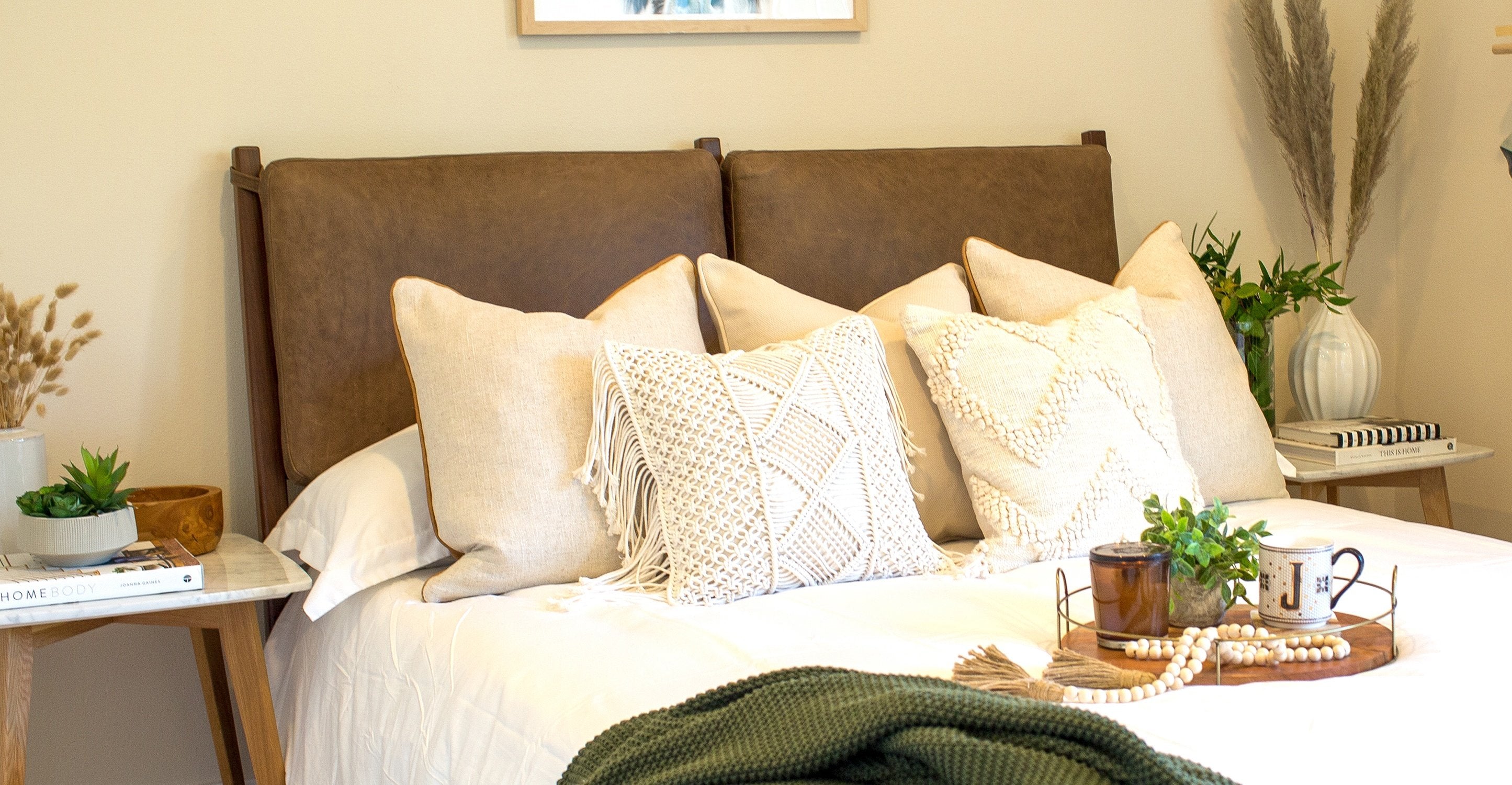 Truro Bed Headboard Cushion Set - Soft Upholstered Backrest Pillows for Bedroom, Queen/King Size - Perfect for Reading, Relaxing & Enhancing Bedroom Decor