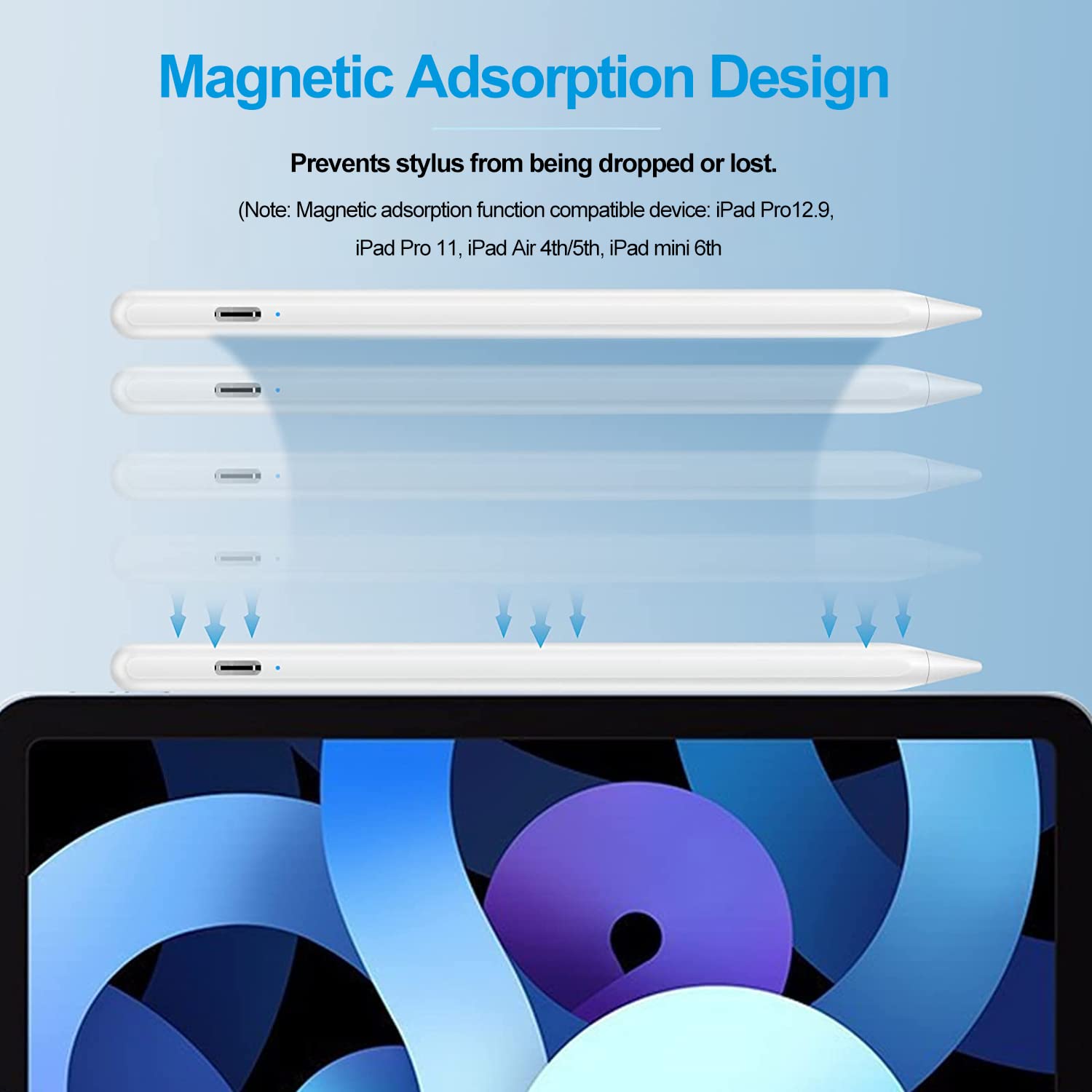 Apple Pencil Alternative for iPad 10th/9th Generation - Stylus Pen Compatible with iPad 2018-2022 Models (10th/9th/8th/7th/6th Gen, Air, Pro, Mini) - 15 Min Fast Charging, Palm Rejection & Tilt Sensitivity - White - Perfect for Drawing, Note Taking & Digital Art