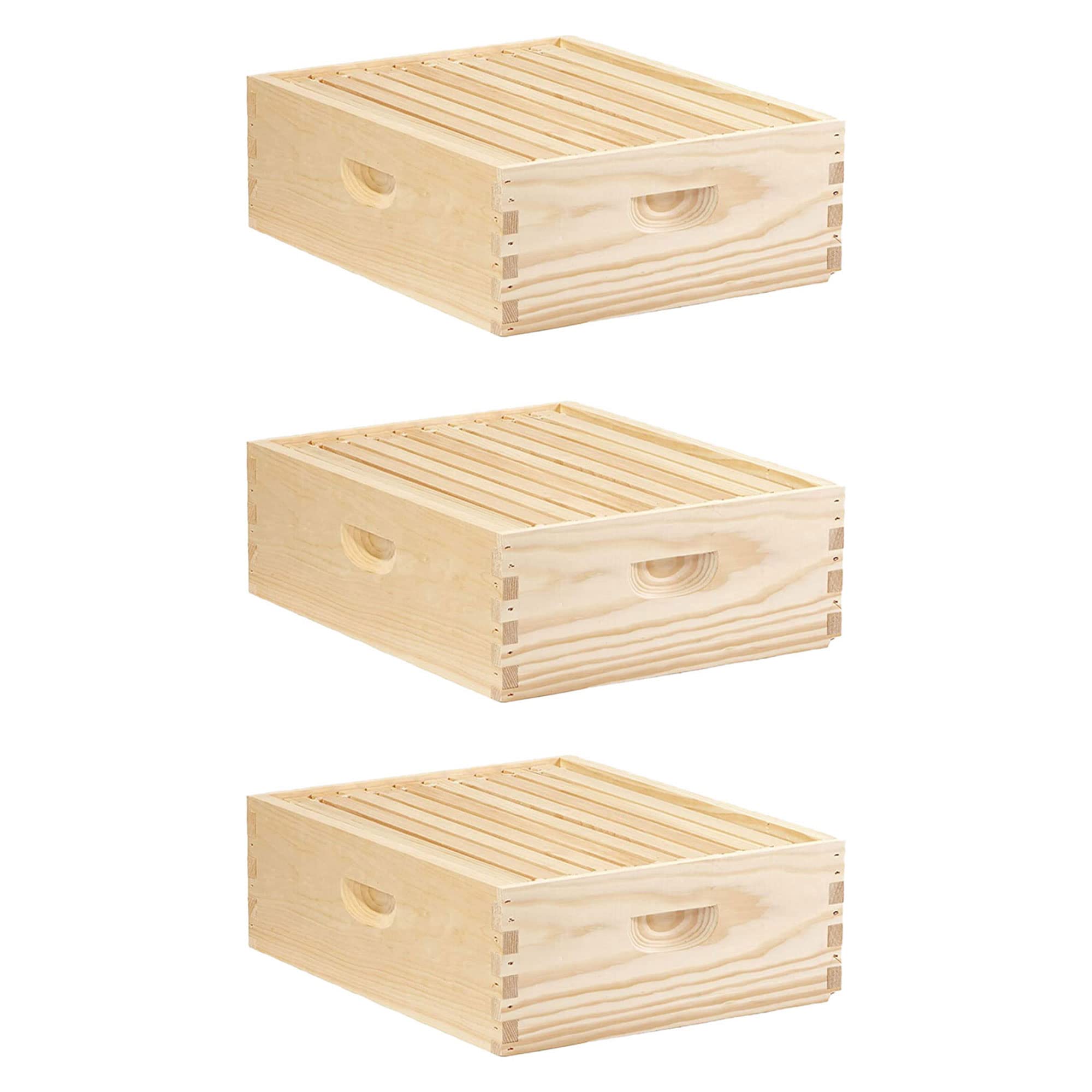 Little Giant MEDBOX10 10-Frame Medium Honey Super Beehive Brood Body - Unfinished Pine Wooden Beekeeping Box with Wax Coated Frames (3 Pack) | Perfect for Honey Storage, Beekeeping Supplies & DIY Beekeepers