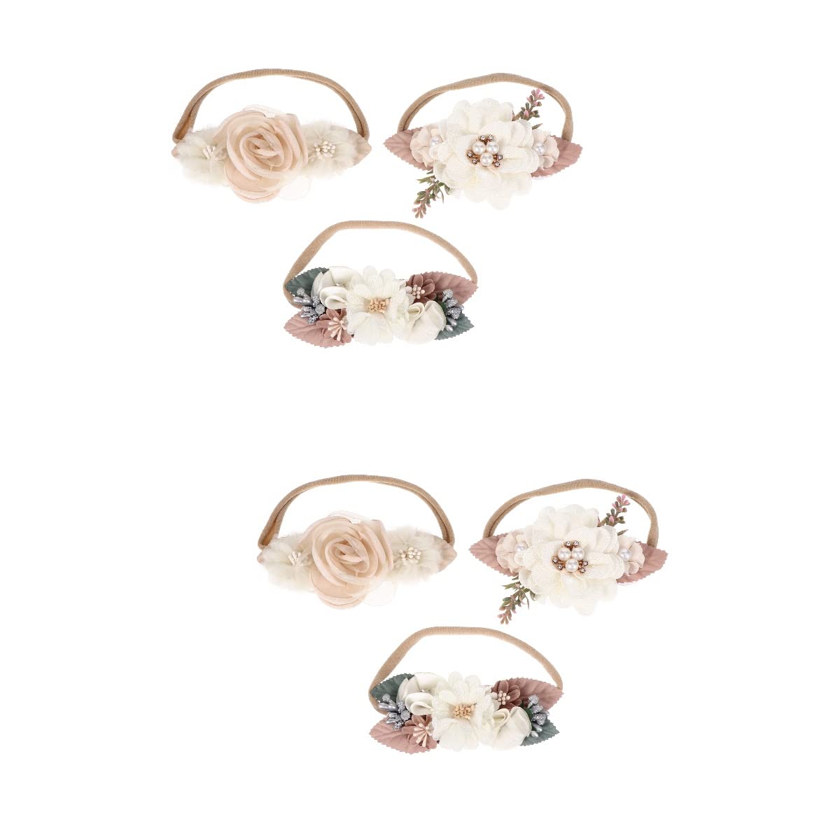 GALPADA 6-Piece Newborn Baby Girl Headbands Set - Lace Headwraps with Flower Bows, Soft Elastic Hair Bands for Infants (0-24 Months) | Perfect for Photoshoots, Baptisms, Birthday Parties & Special Occasions