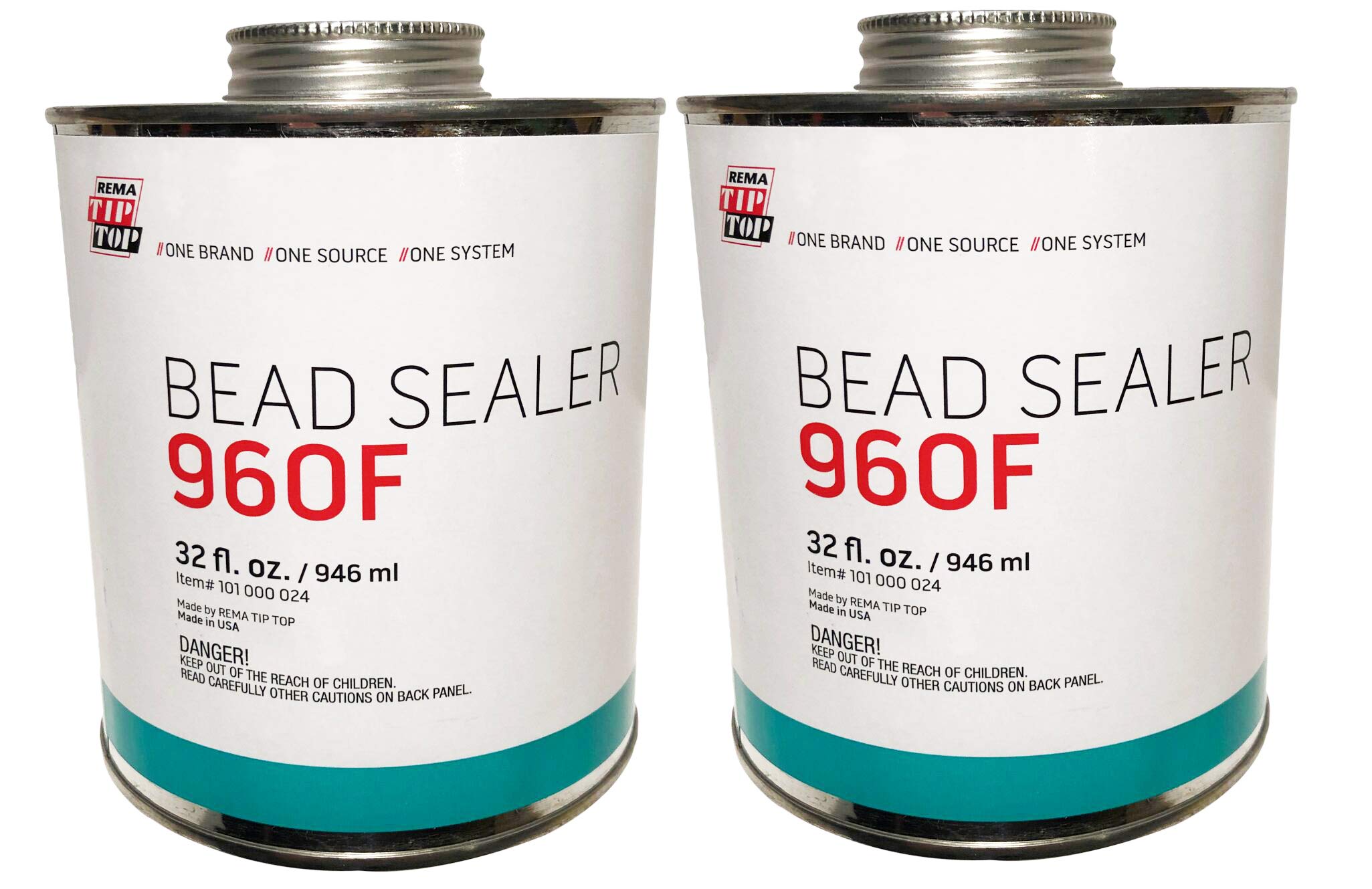 Rema Tip Top 960F Tire Bead Sealer Can with Brush Top - 32 fl oz (946 ml) - 2 Pack - Professional Tire Repair Kit for Cars, Trucks & Motorcycles - Ideal for Flat Tire Fixes & Leak Prevention