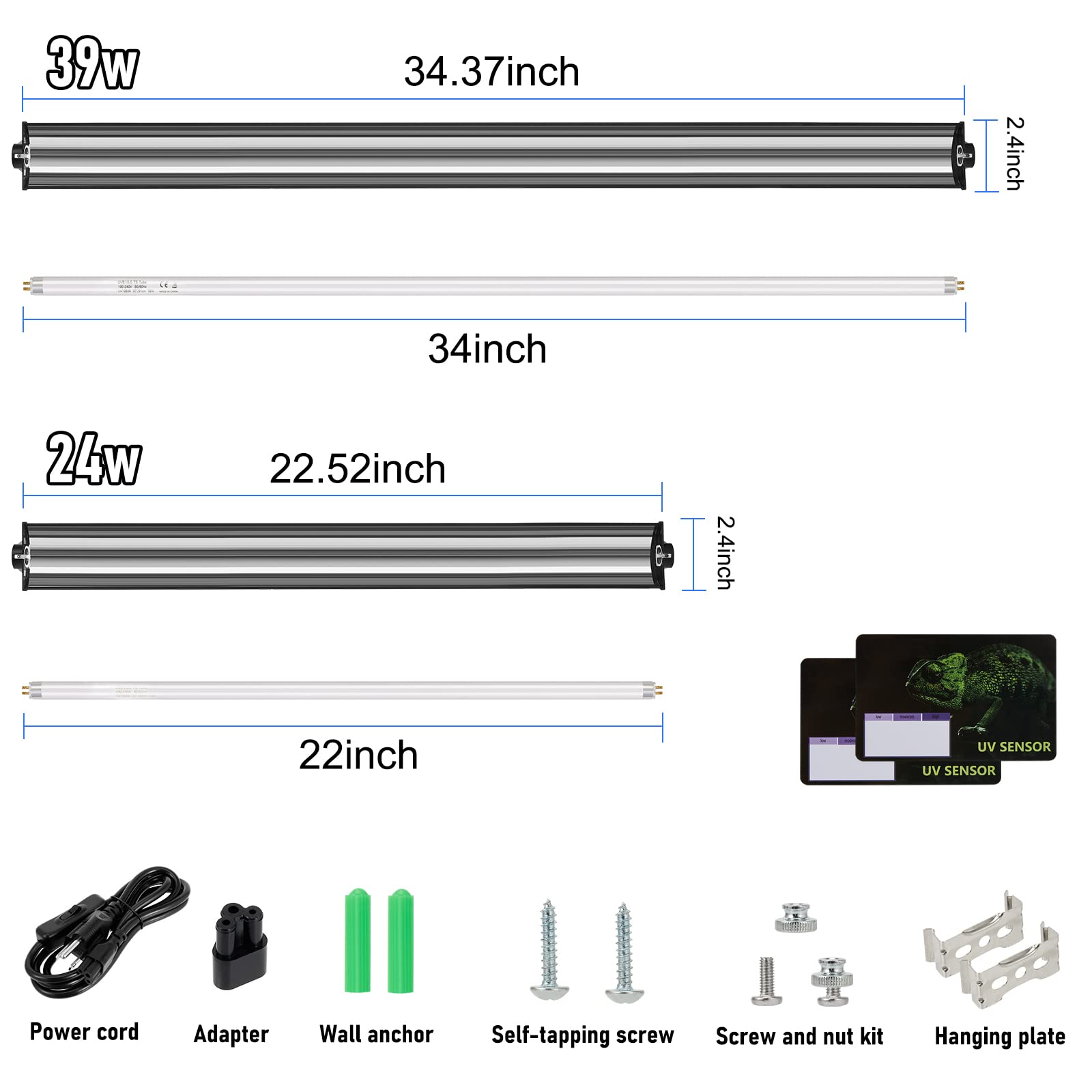 24W HO T5 UVB Reptile Light Fixture with 10.0 UVB Bulb - Terrarium Lighting for Bearded Dragons, Turtles, Lizards & Snakes | Perfect for Desert & Tropical Reptile Habitats