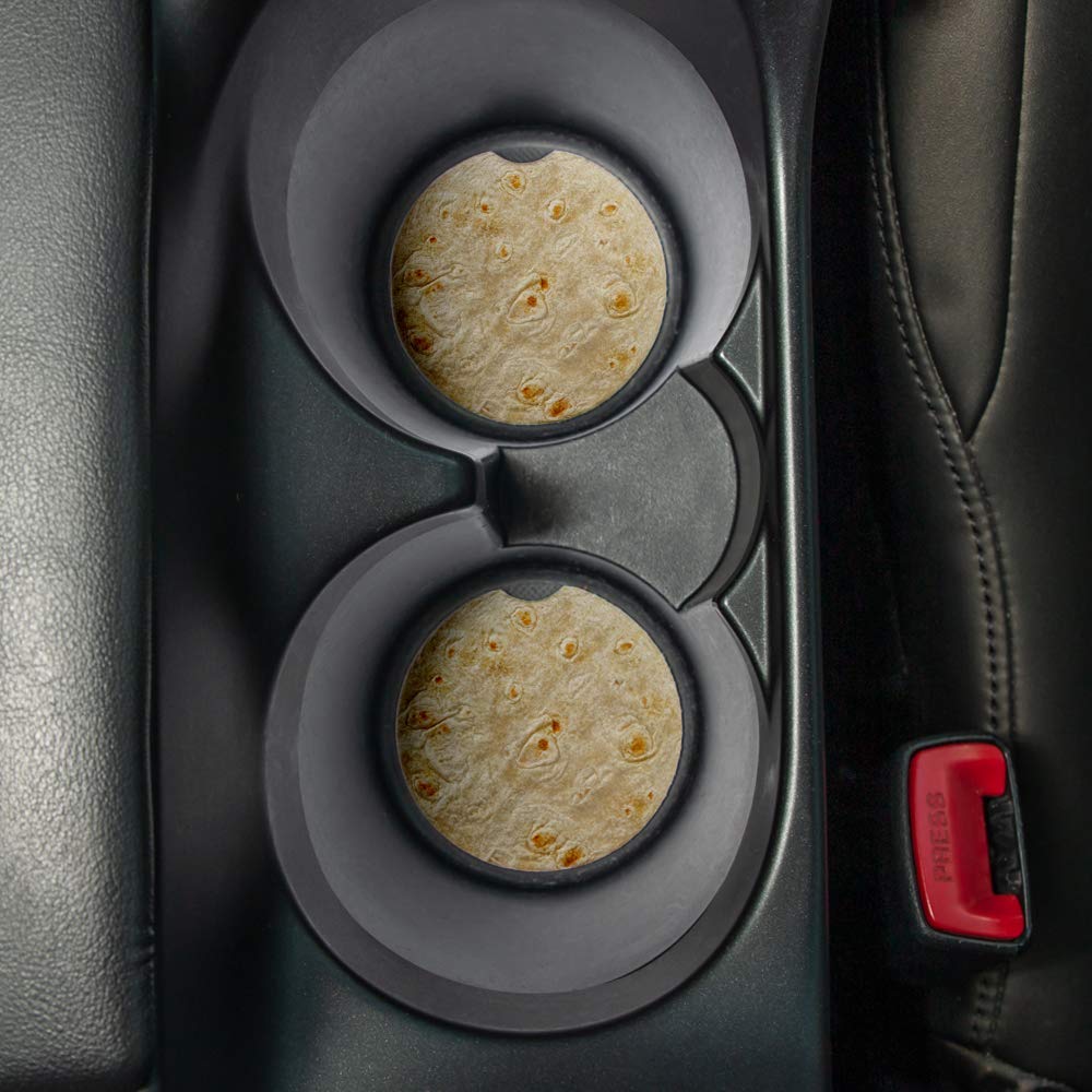 Non-Slip Car Coasters for Drinks - Set of 2 Absorbent Cup Holders with Rubber Backing (2.56 Inch) - Perfect Car Accessories for Coffee, Soda & Water Bottles - Ideal for Road Trips & Commuting