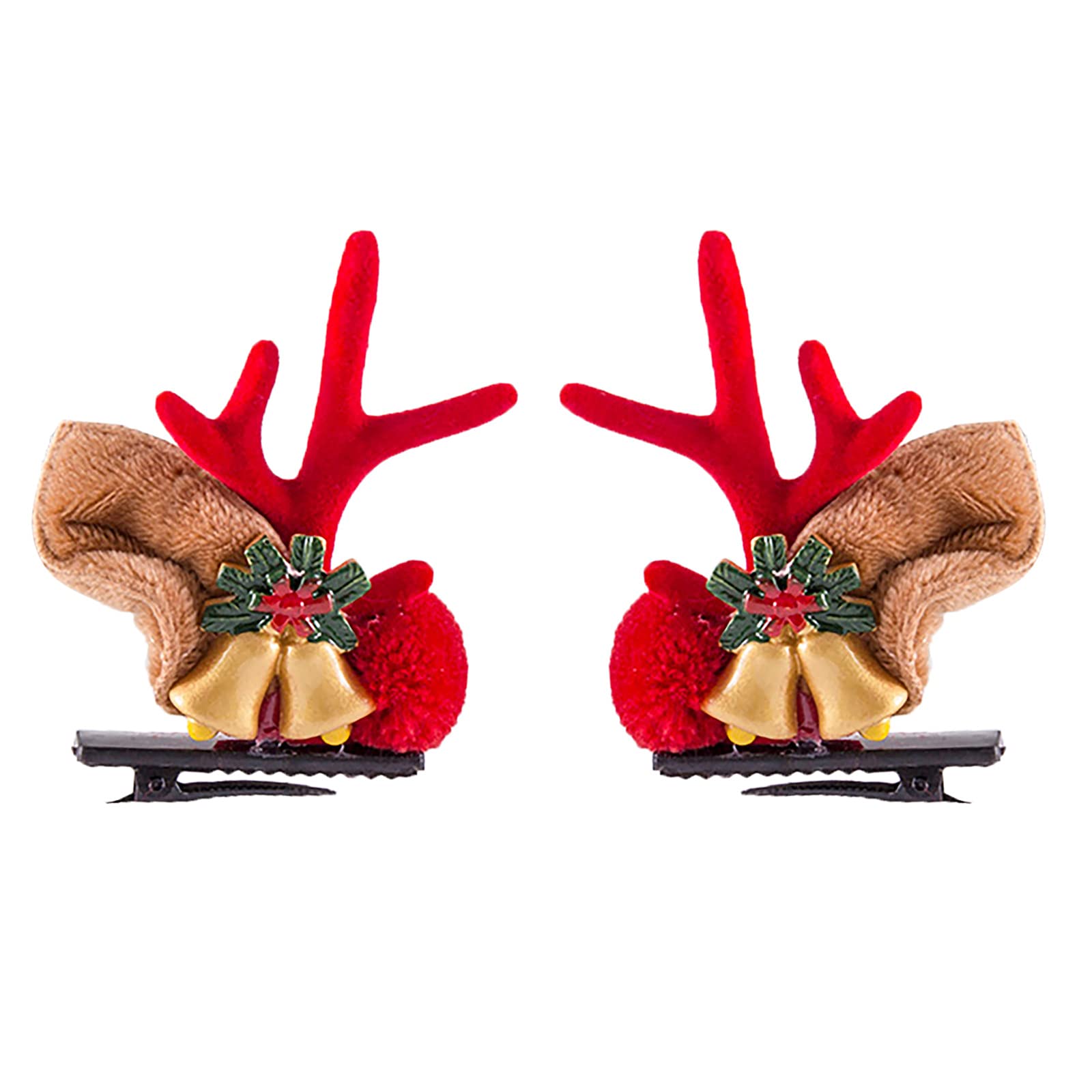 Christmas Decorations for Home - Indoor & Outdoor Holiday Party Decor, Festive Antler Hairpins for Kids (Gold Powder) - Perfect for Christmas Gifts, Tree Decorating & Holiday Photos