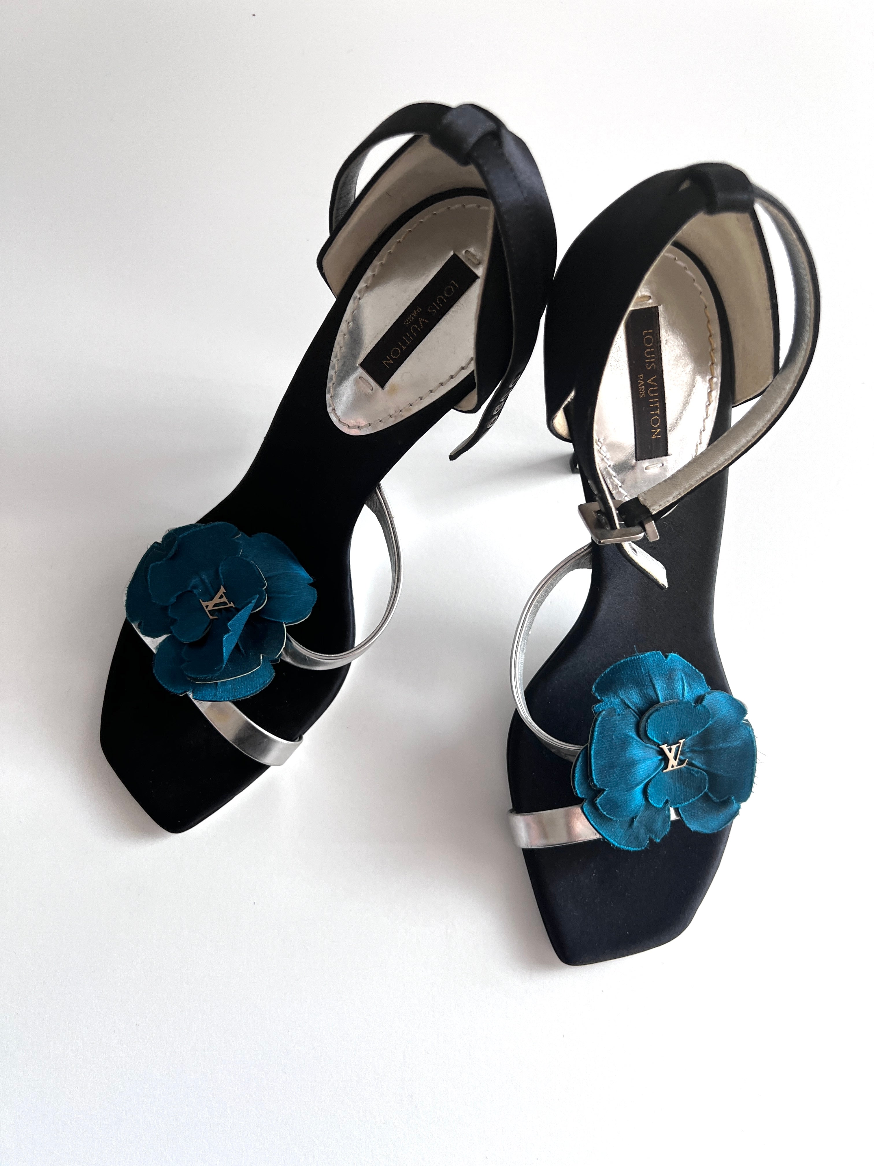 Louis Vuitton Blue Floral Print High Heels Women's Size 7 - Elegant Luxury Pumps for Parties, Weddings & Special Occasions