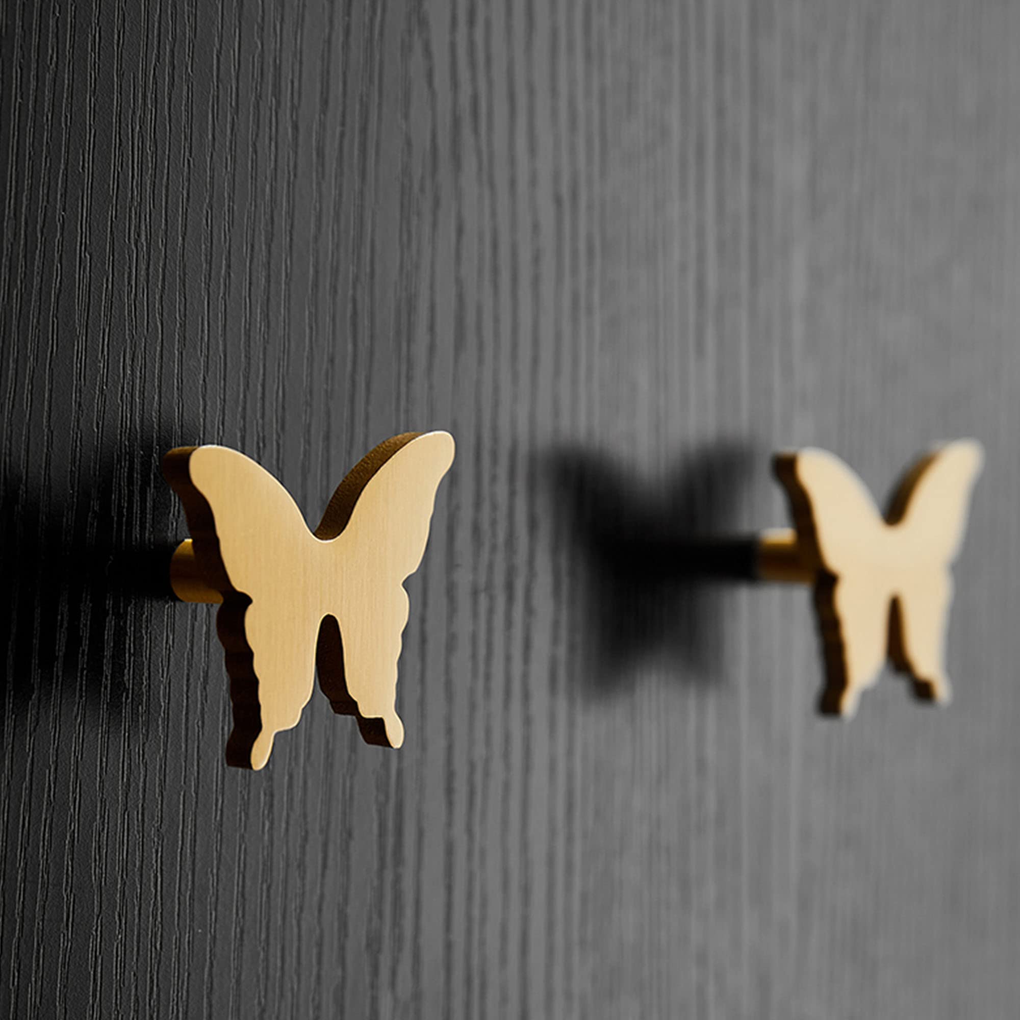 Gold Solid Brass Bear Drawer Knobs and Handles - Cute Animal Cabinet Pulls for Kids Bedroom Furniture - Butterfly Design Door Hardware for Children's Room Decor (Set of 10) - Perfect for Nursery, Playroom, and Toddler Furniture Upgrades