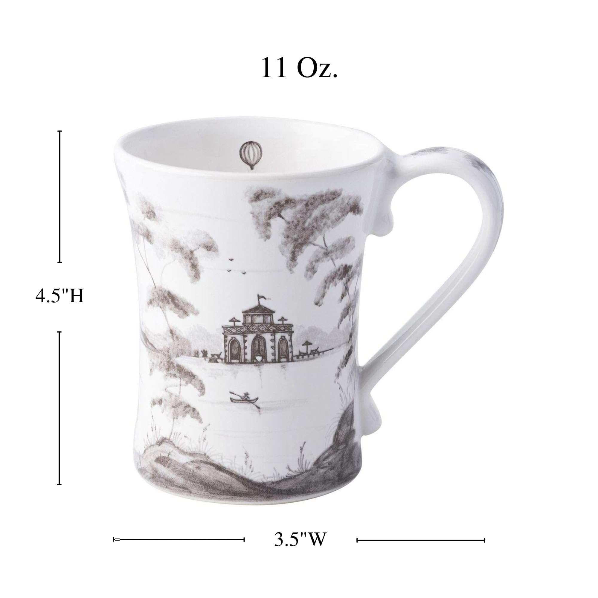 Juliska Country Estate Flint Mug - 16oz Stoneware Coffee Cup with Handle, Perfect for Hot Beverages, Camping, and Rustic Home Decor