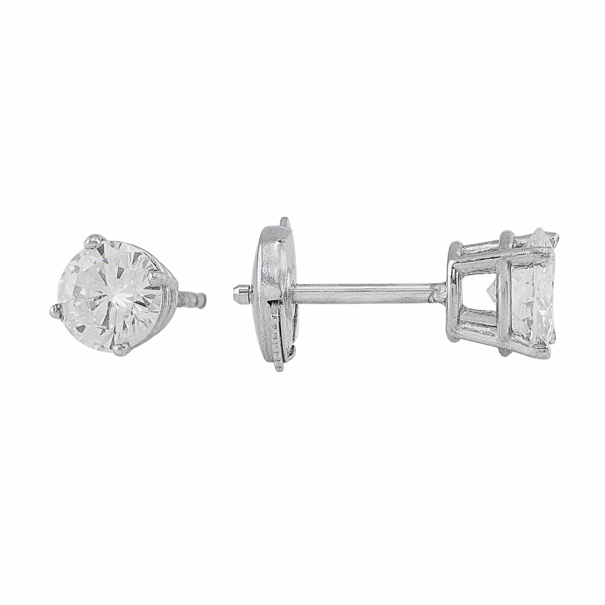 18K White Gold 1.28ctw Diamond Stud Earrings for Women - Vintage Estate Jewelry for Weddings, Anniversaries & Special Occasions
