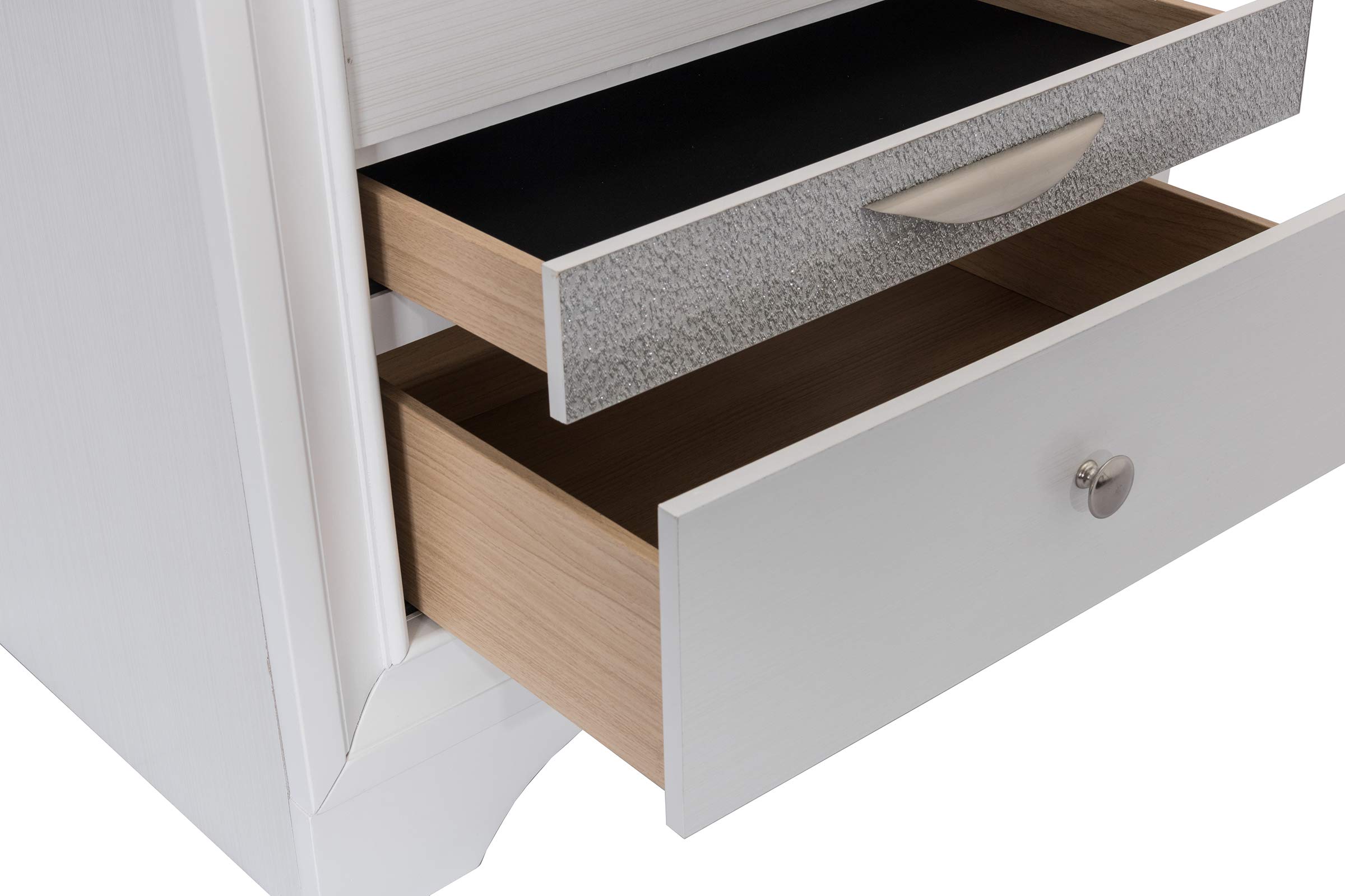 Premium White CATHERINE Nightstand - Solid Wood Bedside Table with Drawer for Bedroom, Living Room & Guest Room - Modern & Stylish Home Decor