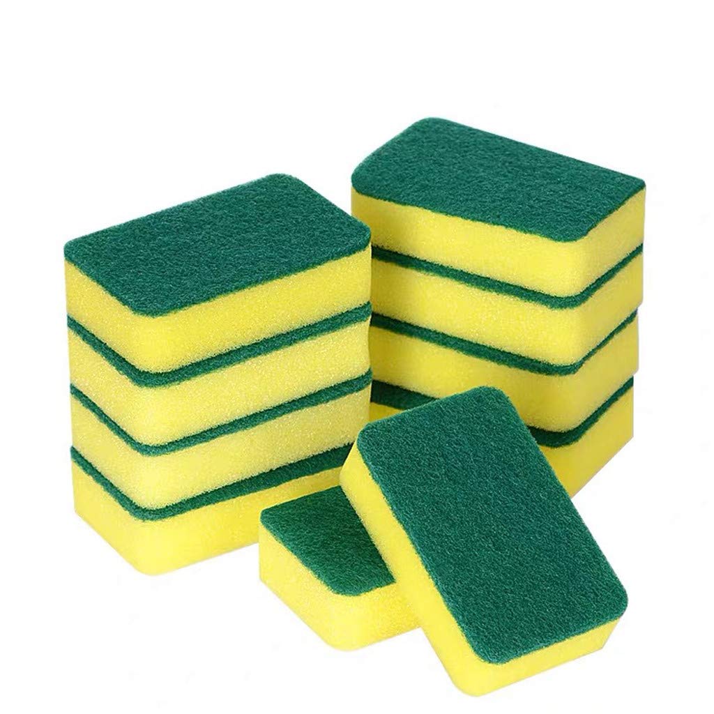 14PCS Eco-Friendly Non-Scratch Kitchen Cleaning Sponges - Dish Scrub Sponges for Kitchen, Bathroom, Countertops & More - Durable & Reusable Yellow Sponges