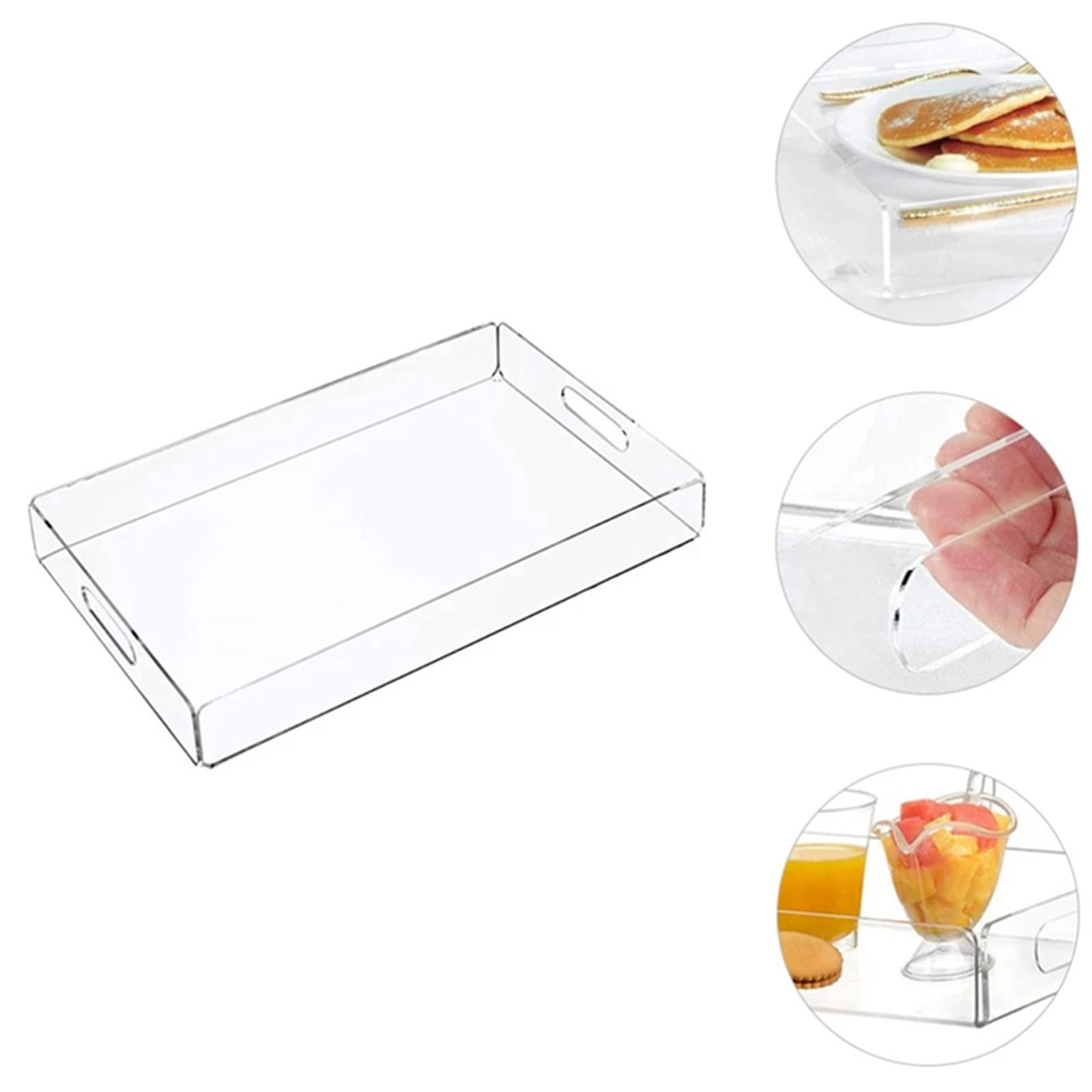 Clear Acrylic Serving Tray - Multipurpose Snack Plate & Storage Organizer for Bathroom Towels, Jewelry, Office Supplies - Perfect for Home, Kitchen, Office Use (Transparent)
