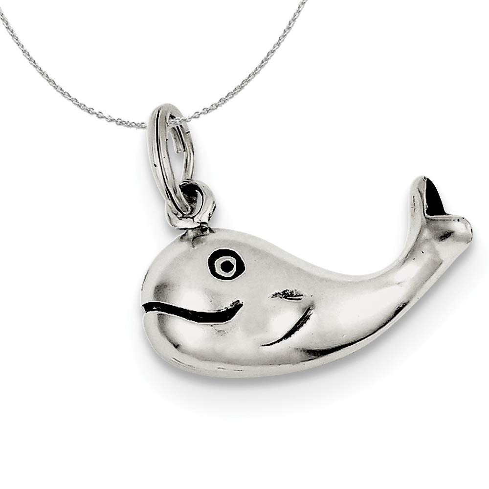 Antiqued Whale Charm Necklace - Sterling Silver Black Bow Jewelry for Women, Perfect for Gifts, Beach Parties & Boho Fashion