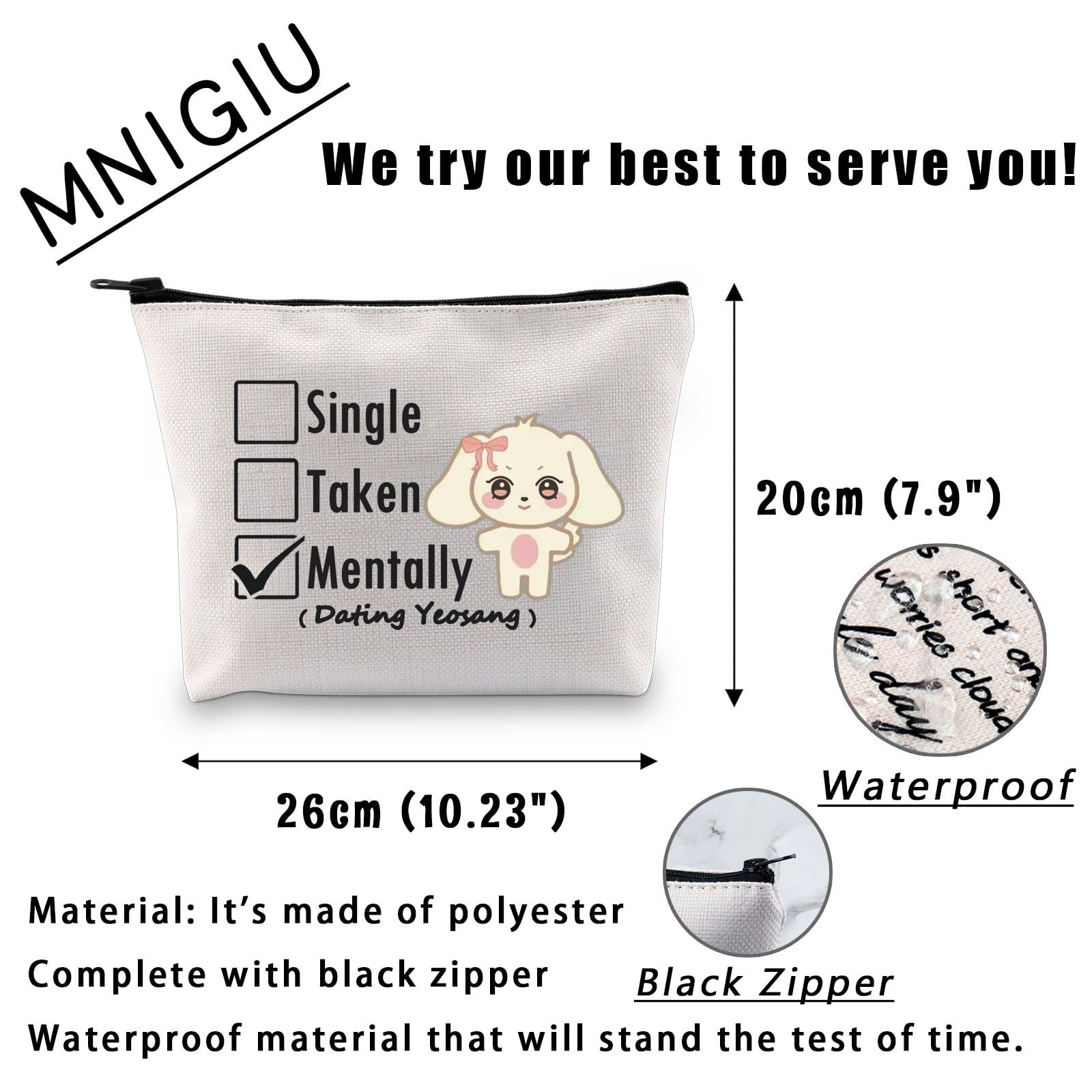 MNIGIU Korean Kpop Star Makeup Bag - Perfect Gift for Group Lovers, Single or Taken - Cute Dating Accessory & Music Album Gift for Kpop Fans - Great for Concerts, Travel & Daily Makeup Storage