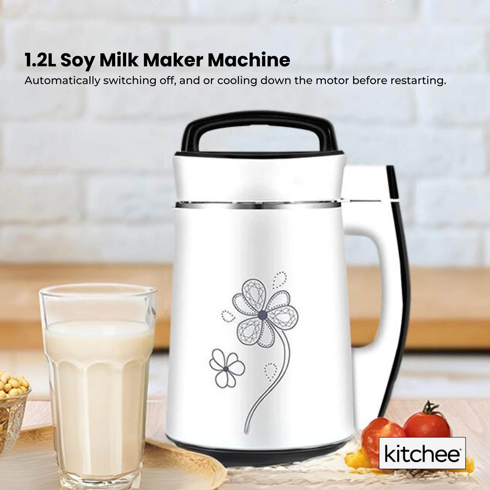 1.2L Electric Soy Milk Maker Machine - Automatic Almond Nut Blender for Homemade Soy, Almond & Nut Milk (Perfect for Breakfast, Smoothies & Healthy Drinks)