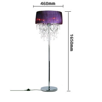 Modern Crystal Floor Lamp - European Style Fabric Shade for Living Room & Bedroom - Elegant Purple Crystal Lighting Fixture (Perfect for Bedside, Lounge & Reading Nook)