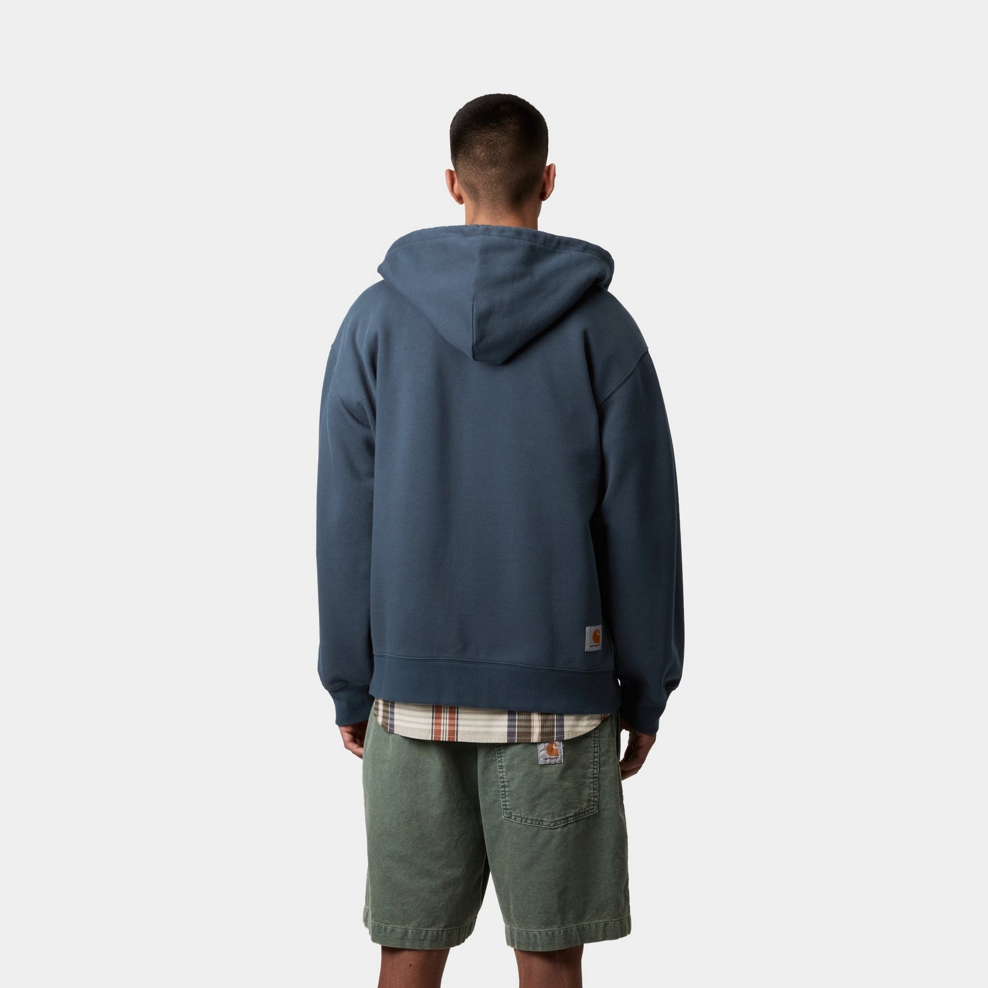 Hooded WIP Sweat Jacket for Men & Women | Dusky Blue Stone Washed Cotton Blend | Casual Streetwear, Gym, Outdoor Activities