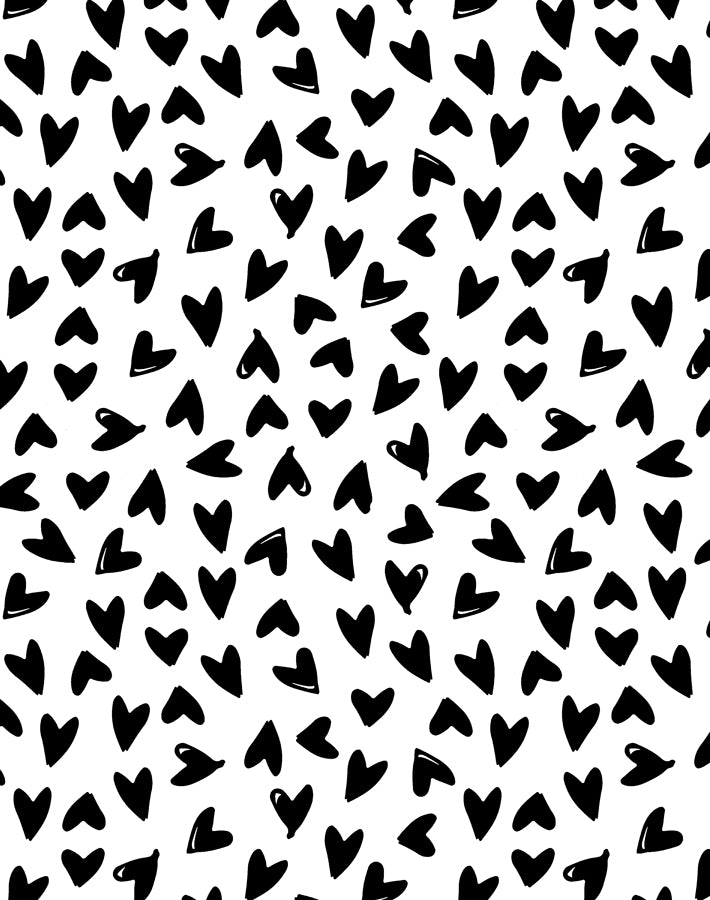 Hearts Wallpaper by Sugar Paper - Black on White Design for Home Decor, Nursery & Bedroom