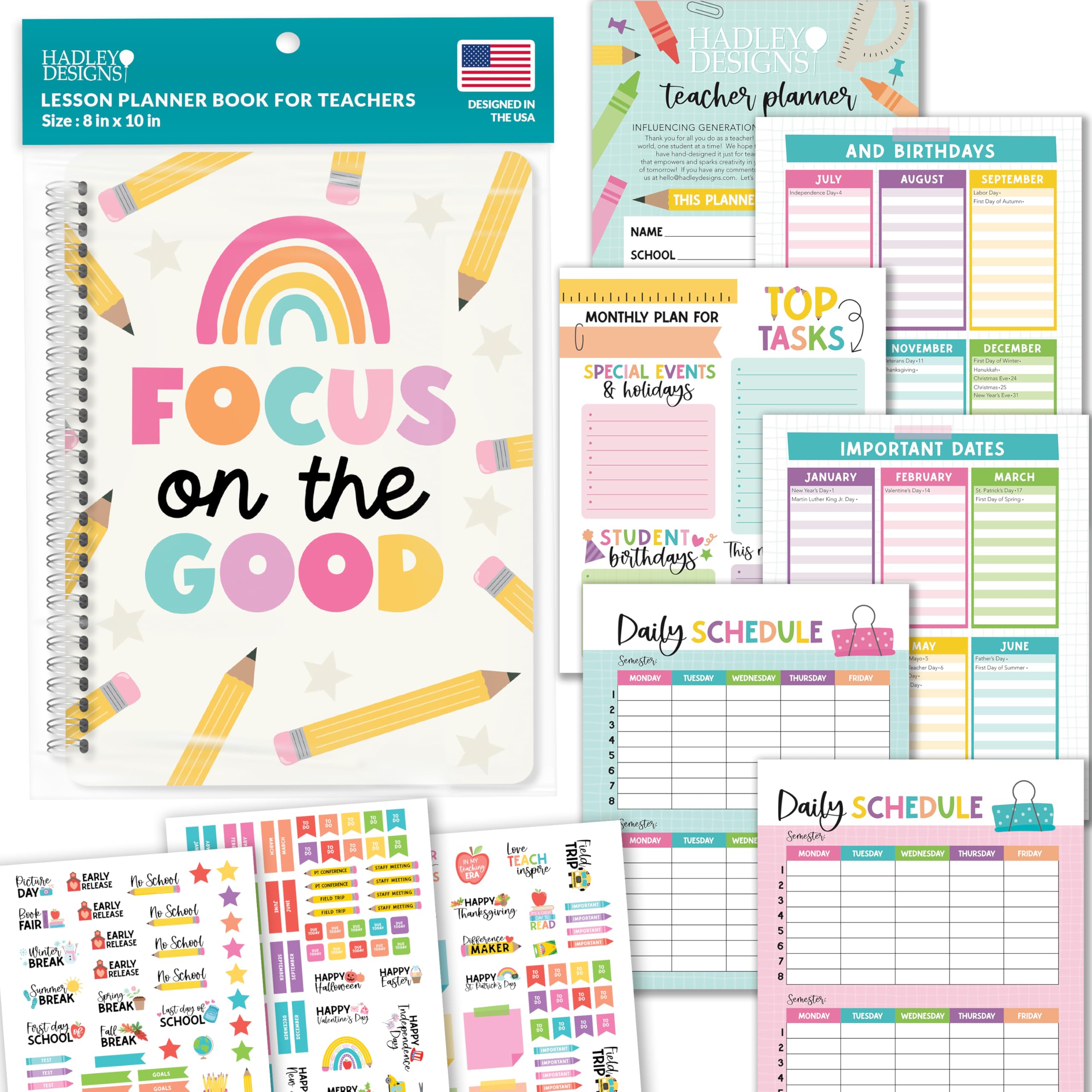 2025-2026 Teacher Planner - Undated Lesson Plan Book with Stickers | Monthly & Weekly Calendar | Student & Substitute Teacher Organizer | Pastel Classroom Planner for Homeschool & School Teachers | Perfect for Lesson Planning, Grade Tracking & Classroom Management