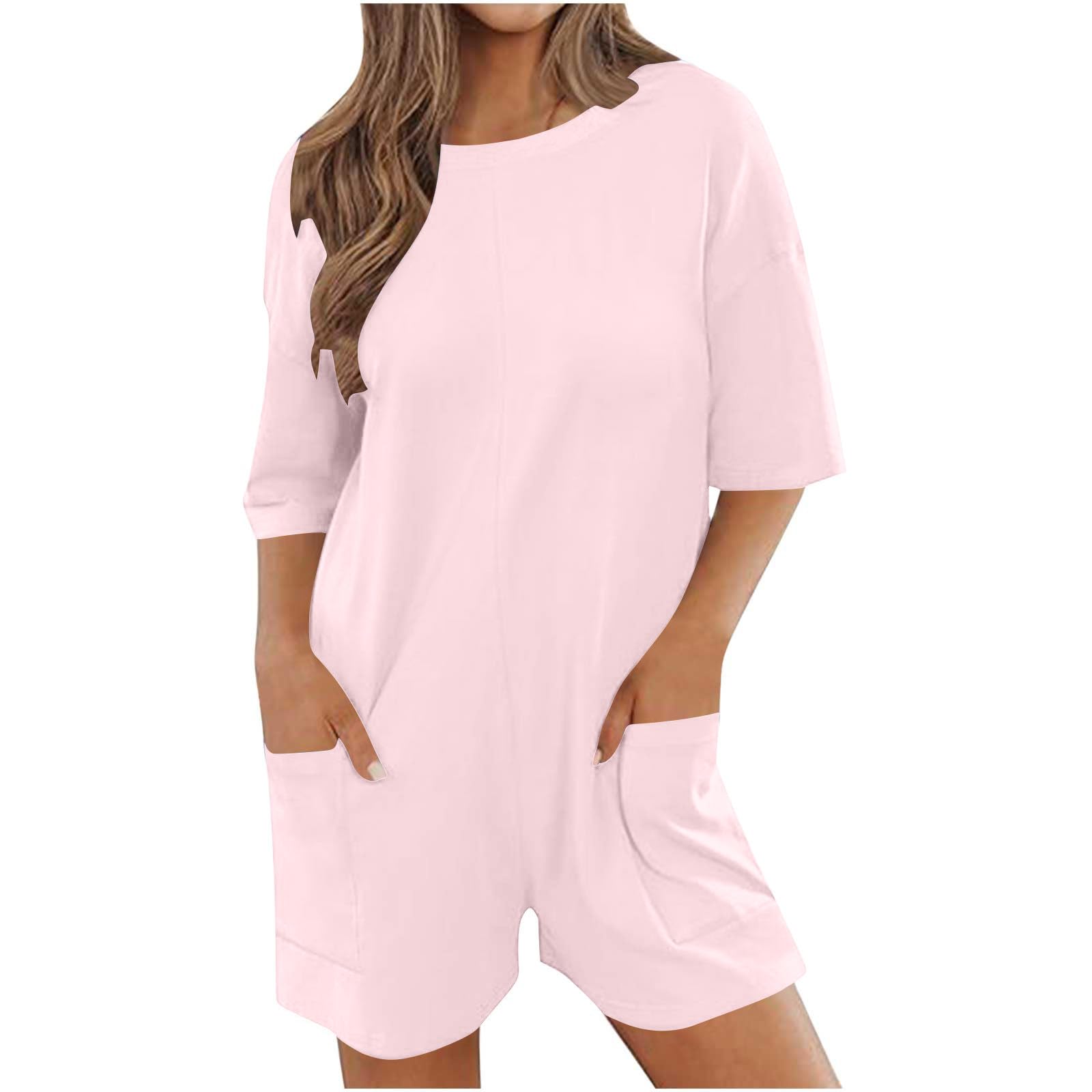 Women's Casual Summer Jumpsuit with Pockets - Loose Fit Romper for Outings