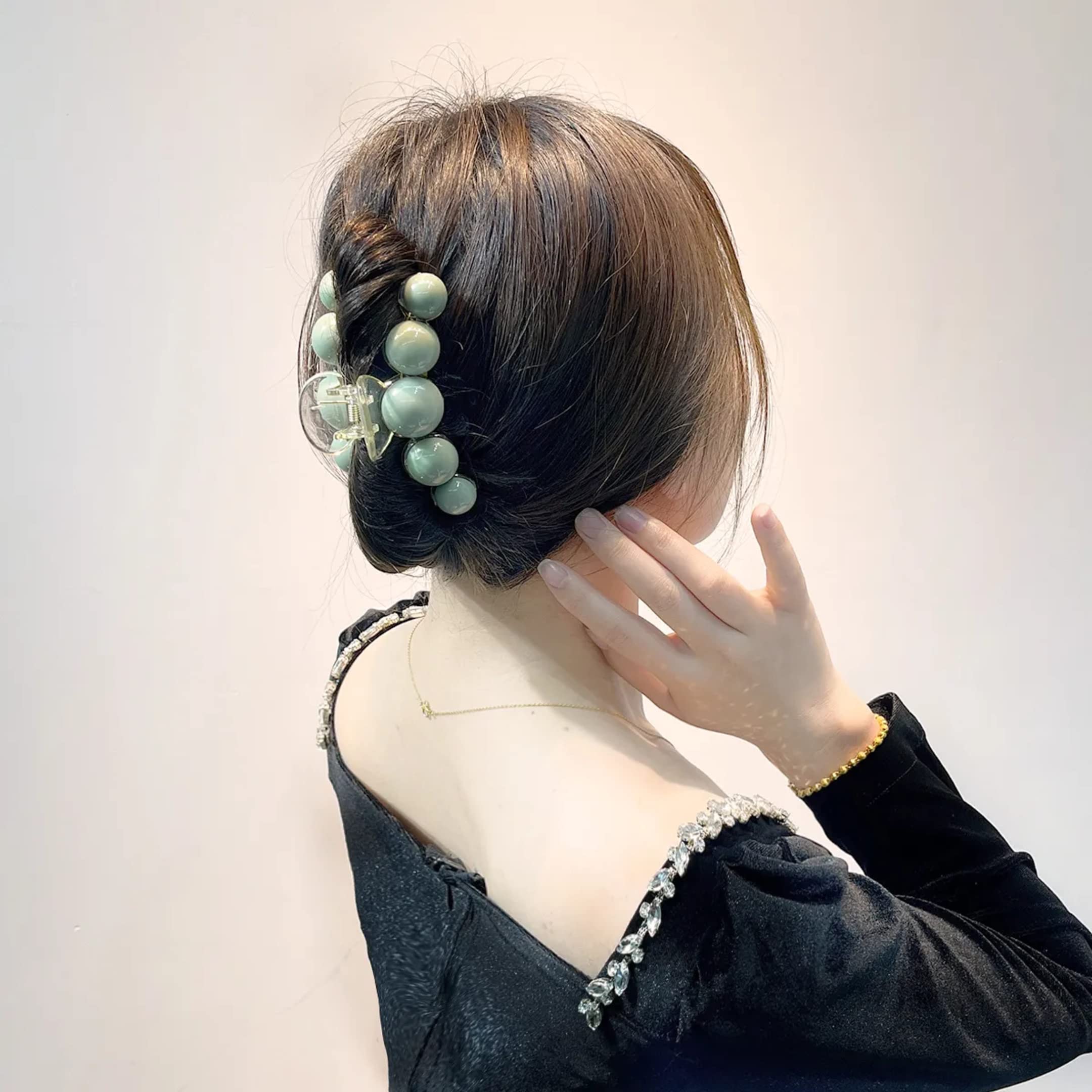 ANNA CREATIONS Korean Fashion Hair Clips - Large Pearl Hair Claw Clips for Women & Girls, Stylish Barrettes & Jaw Clutches for Long Hair (Set of 2) - Perfect for Weddings, Parties & Everyday Hairstyles