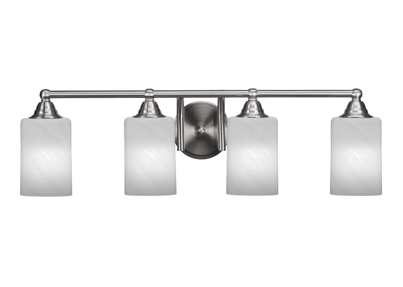 Toltec Lighting Paramount 4-Light Bathroom Vanity Light Bar in Brushed Nickel (3424-BN-3001) - Perfect for Modern Bathroom Makeovers & Spa-Like Lighting