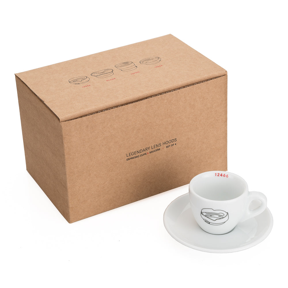Premium Italian Porcelain Espresso Cups Set of 4 with Lens Hood Design - Perfect for Home Coffee Bars, Gifts & Professional Photography Studios
