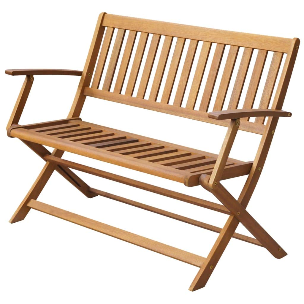 Folding Garden Bench - 2-Seater Outdoor Patio Bench in Solid Acacia Wood | Foldable Park Bench for Yard, Deck, Balcony & Backyard | Weather-Resistant Brown Wooden Bench 47.2