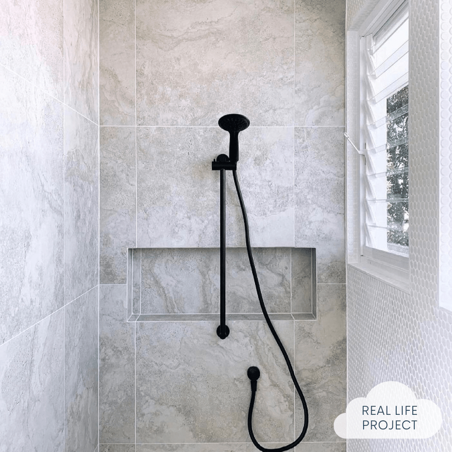 Byron Travertine Look Grey Matte Porcelain Tile - Premium Flooring for Kitchen, Bathroom & Living Room - Durable & Stylish Home Decor