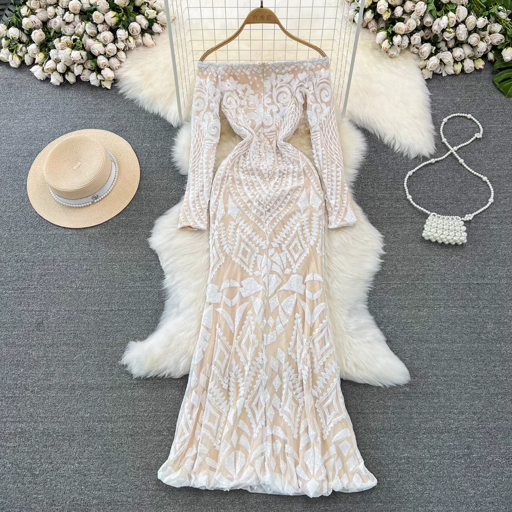 Elegant Off The Shoulder Sequins Prom Dress - Shiny Sheath Evening Gown for Women - Perfect for Homecoming, Formal Parties & Special Occasions