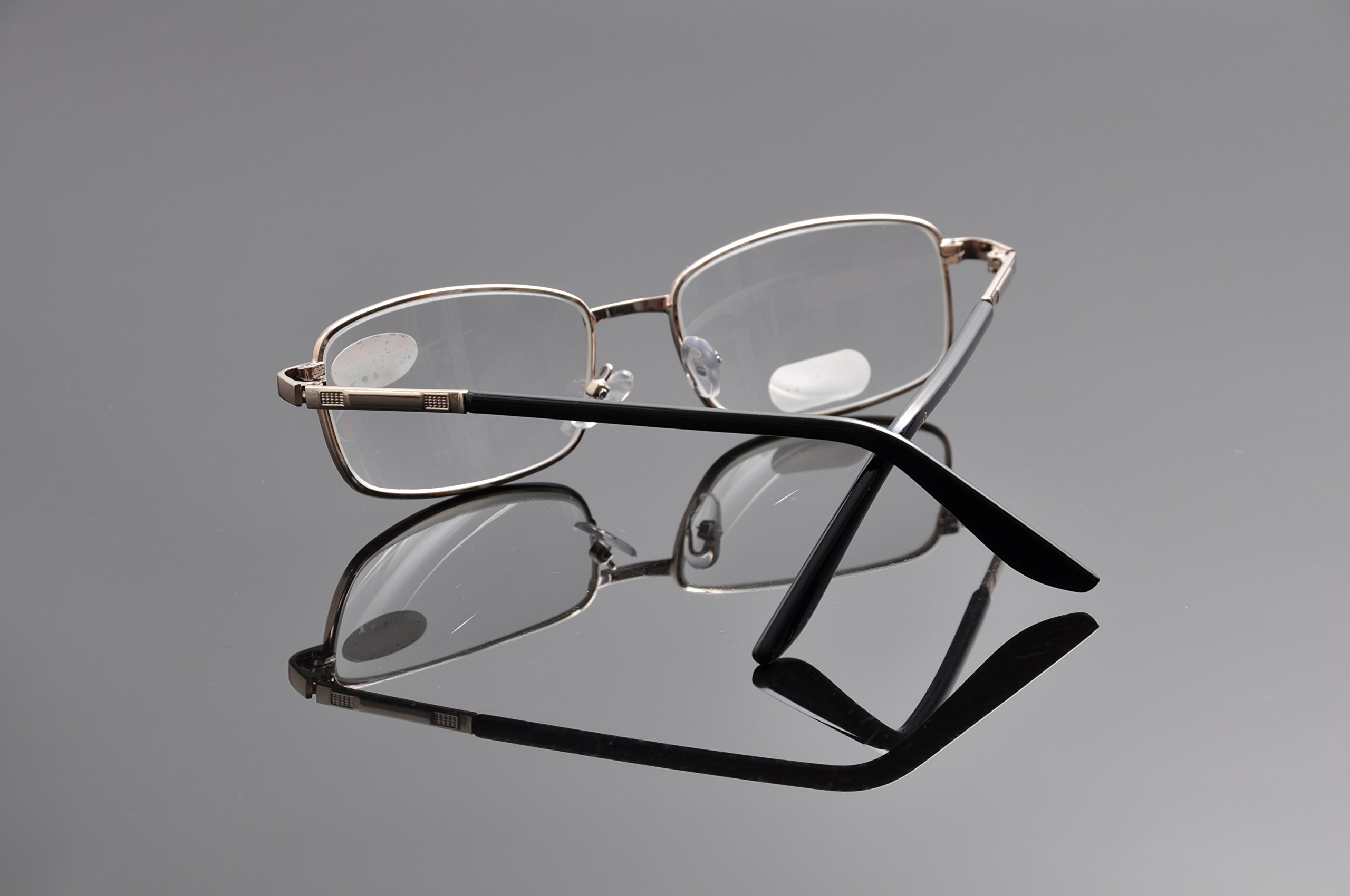 Premium Metal Rectangular Glass Lens Reading Glasses for Men & Women - Fashionable Blue Light Blocking Readers for Office, Reading & Computer Use