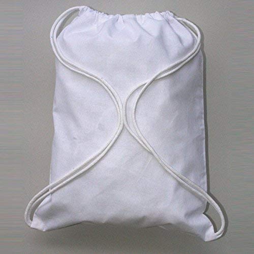 (100 Pack) 100% Cotton Medium Drawstring Backpacks - Lightweight Sports Bags for Gym, School & Travel - Bulk Wholesale (White)