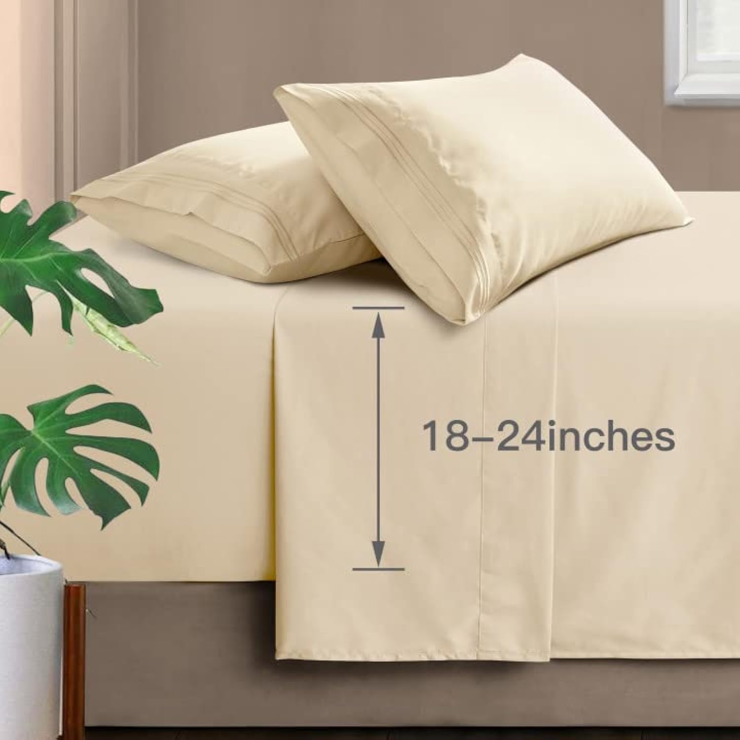 Luxury 1800 Thread Count Twin Sheets Set with Extra Deep Pockets (Up to 24