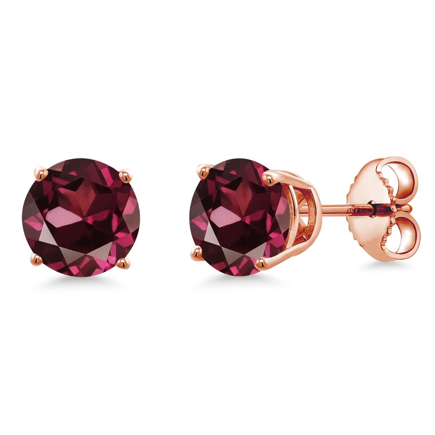 18K Rose Gold Plated Silver 6MM Round Gemstone Birthstone Stud Earrings for Women & Men | Personalized Zodiac Jewelry Gift for Birthday, Anniversary & Valentine's Day | Elegant Everyday Wear & Special Occasions