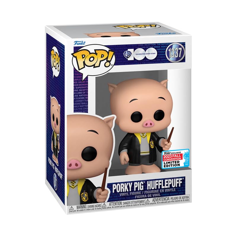Funko Pop! WB100 Looney Tunes x Wizarding World Porky Pig as Hufflepuff NYCC 2023 Exclusive Collectible - Perfect for Harry Potter Fans & Animation Collectors