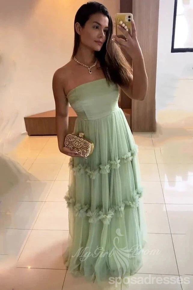 Elegant Green A-Line Maxi Long Party Prom Dresses for Women - Formal Evening Gowns for Special Occasions, Homecoming, Weddings & Red Carpet Events - Style 13552