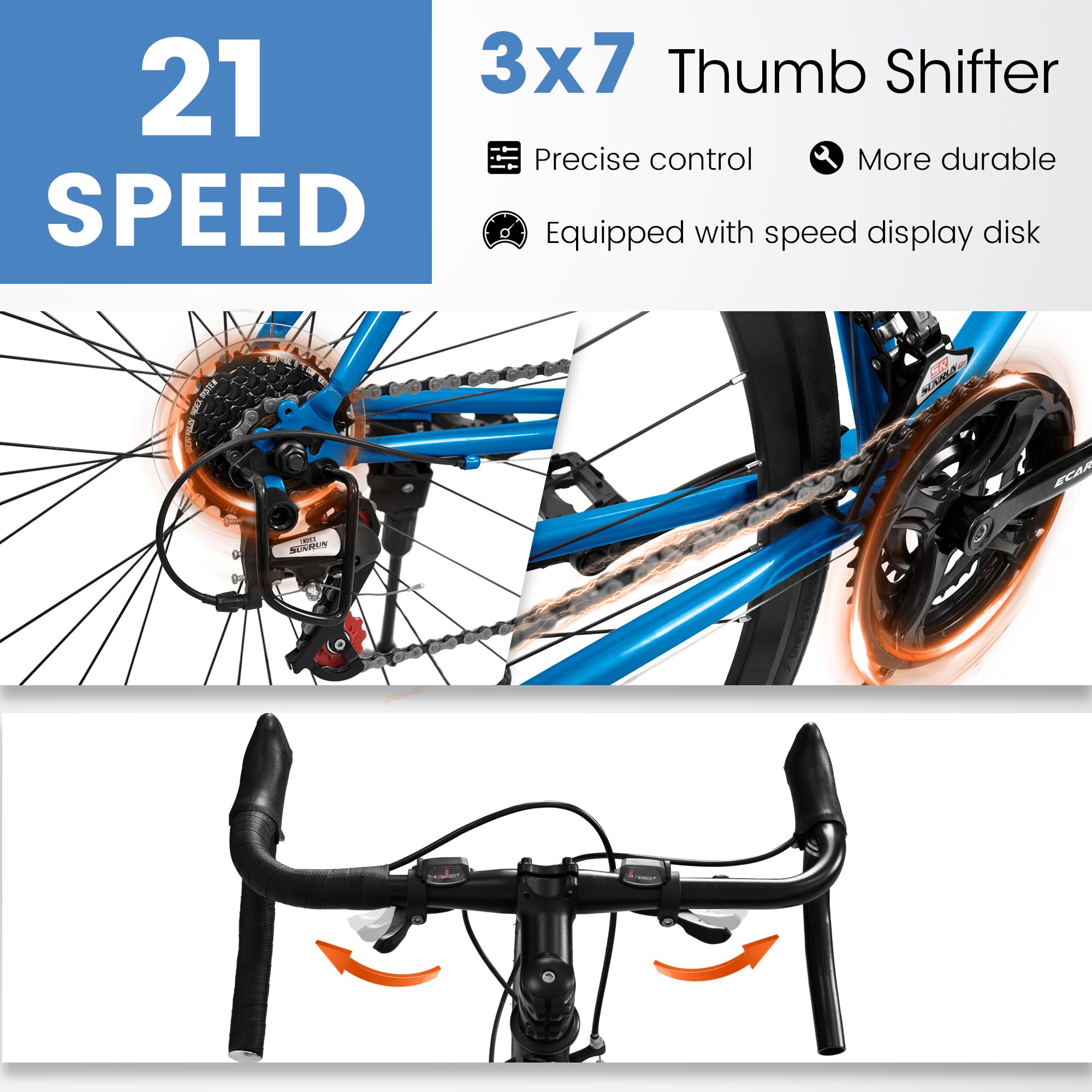 **700C Hybrid Road Bike for Men & Women - 16/21/24 Speed Aluminum/Steel Frame Commuter Bike - Perfect for City Riding, School & Work - Great Christmas & New Year Gift**