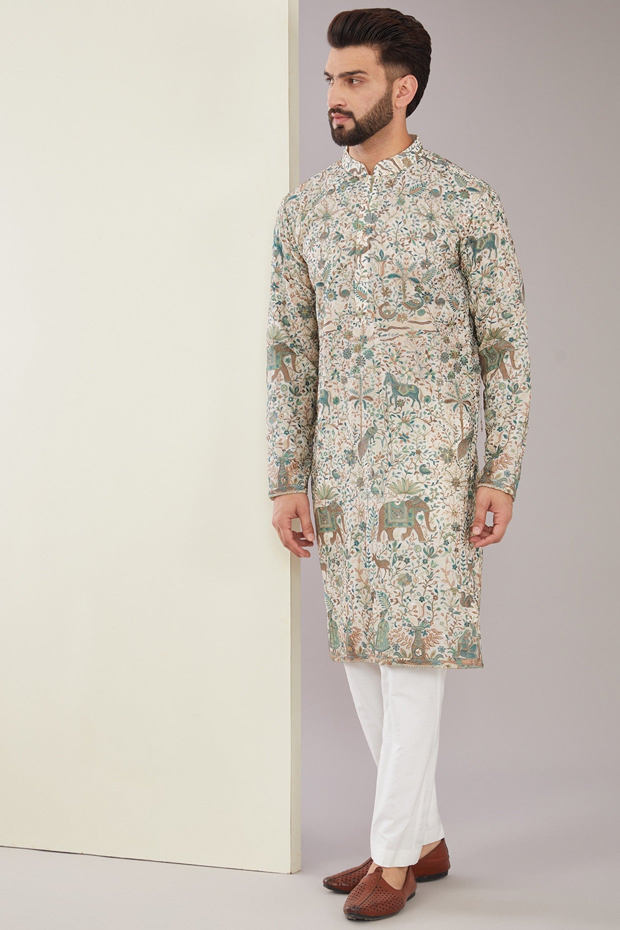 Stylish Off-White Kalamkari Embroidered Kurta for Women | Handcrafted Indian Ethnic Wear | Perfect for Festivals, Weddings & Cultural Events