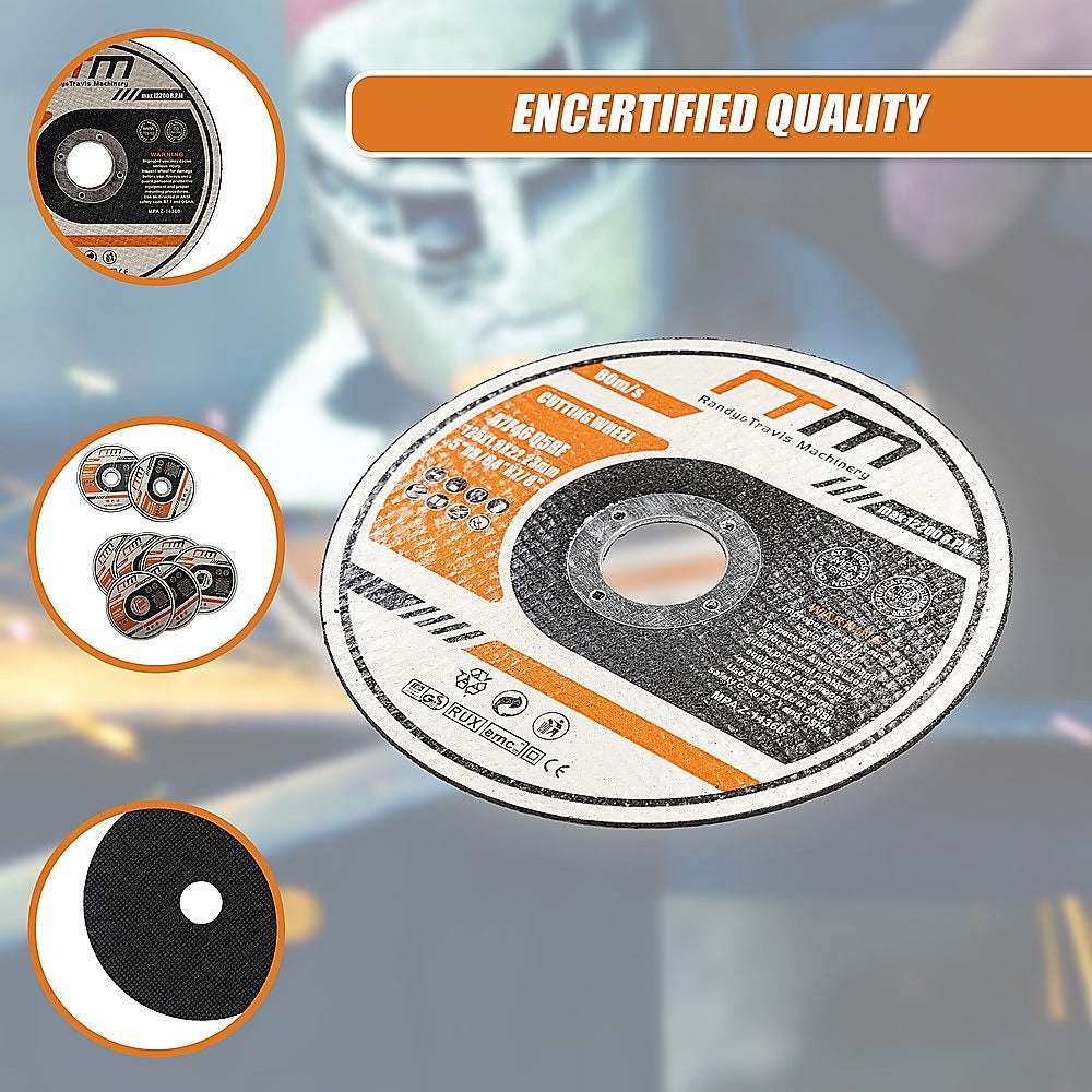 100-Pack 125mm (5 Inch) Metal Cutting Discs for Angle Grinder - Thin & Durable Cut Off Wheels - Perfect for Metalworking, DIY Projects & Construction