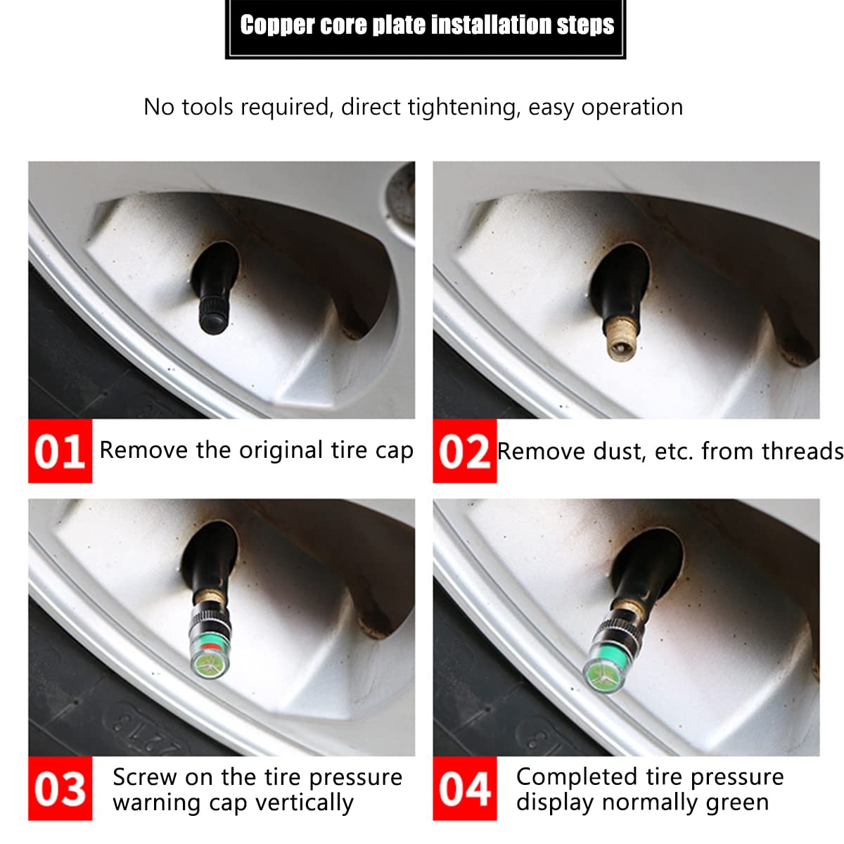 Gigicloud Tire Pressure Monitor Valve Caps 2.0-2.3bar for Cars Motorcycles Bikes - Drive with Confidence