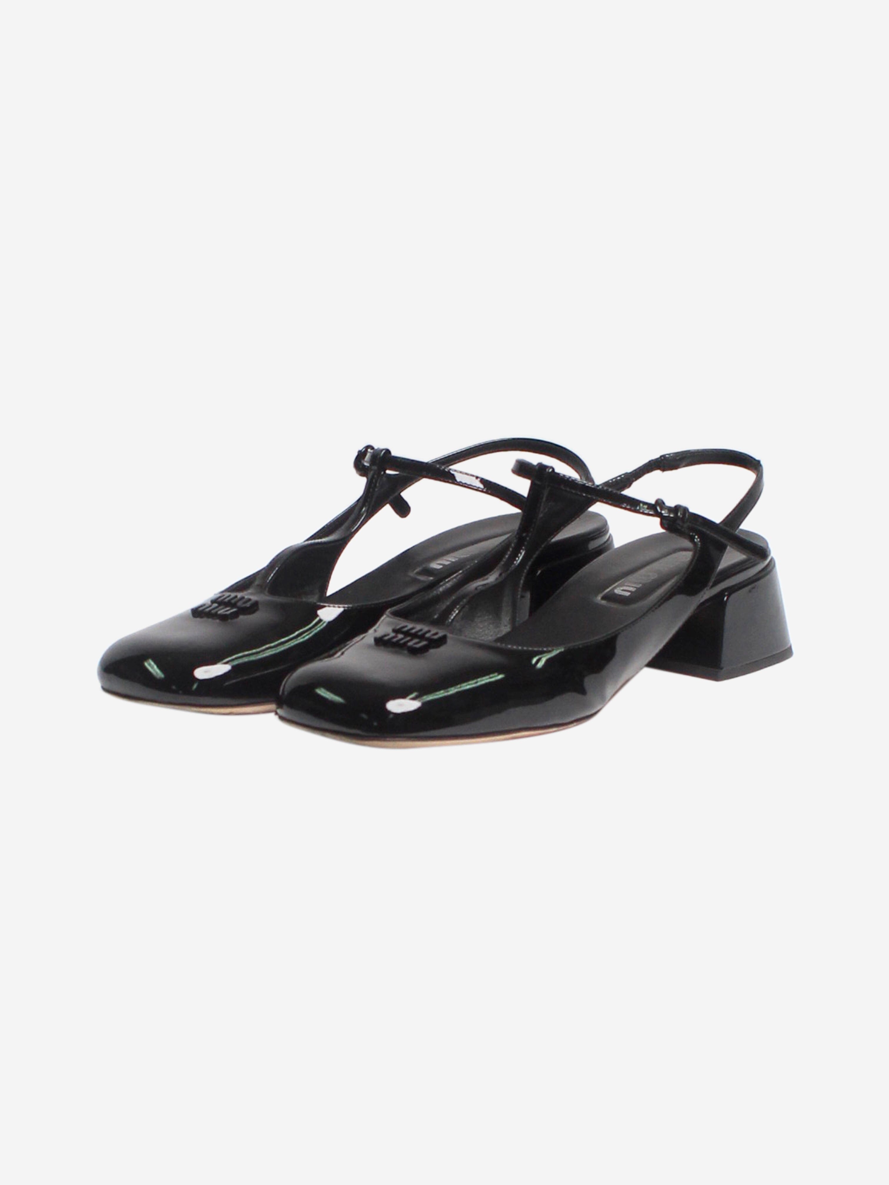 Black Patent Leather Slingback Pumps - Women's Size EU 40 (US 10) - Elegant High Heels for Work, Party & Special Occasions