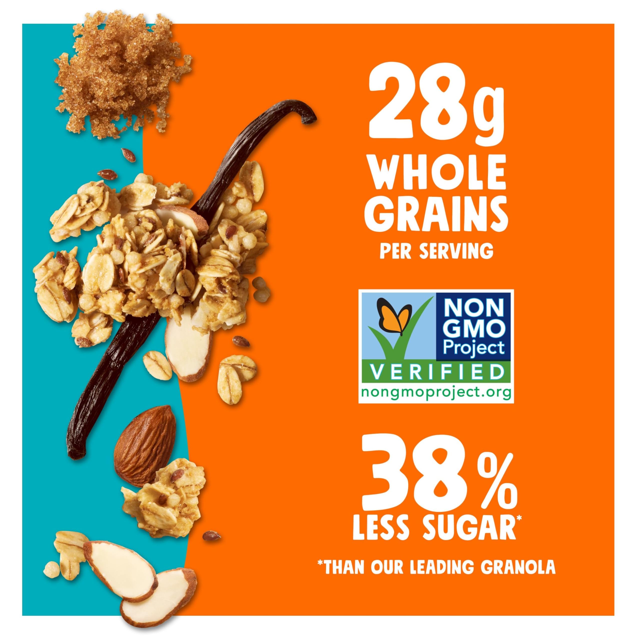 Bear Naked Granola Cereal - Whole Grain Granola with Vanilla Almond Crisp (6 Bags) | Healthy Breakfast Snacks & On-The-Go Energy Boost for Workouts, Hiking & Office Snacking