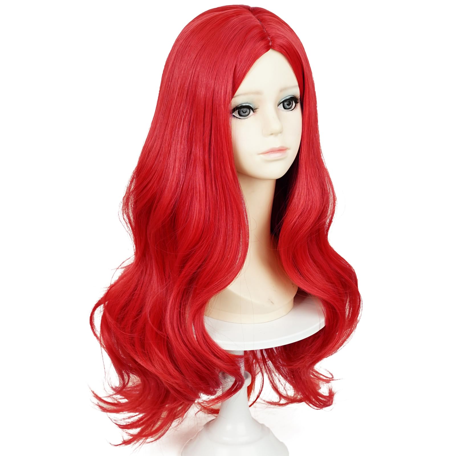ProBeauty Long Red Mermaid Wig for Girls - Princess Wavy Costume Hair with Middle Part | Perfect for Halloween, Cosplay, Parties & Fantasy Dress-Up