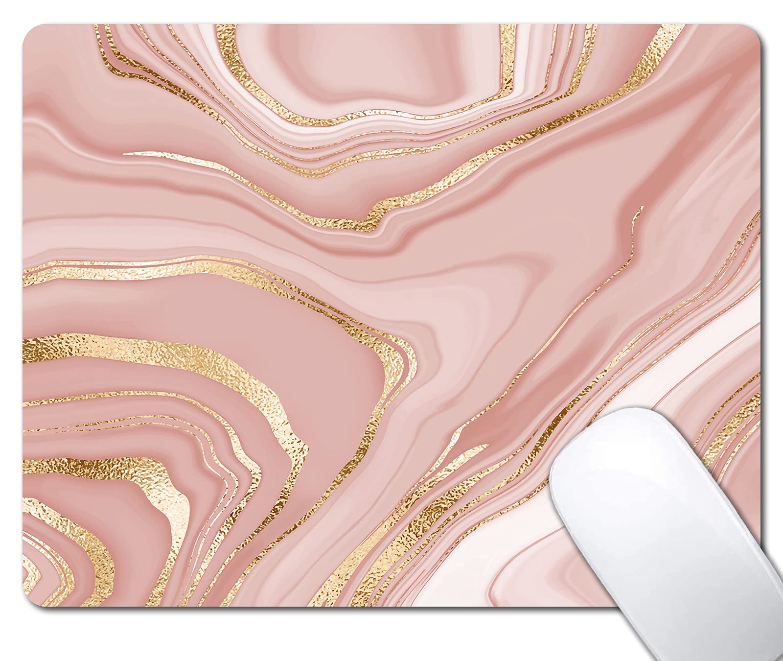 Premium Gold Marble Mouse Pad with Stripes Pattern - Non-Slip Rubber Base for Laptop & PC - Perfect for Office, Gaming & Home Workspace Decor