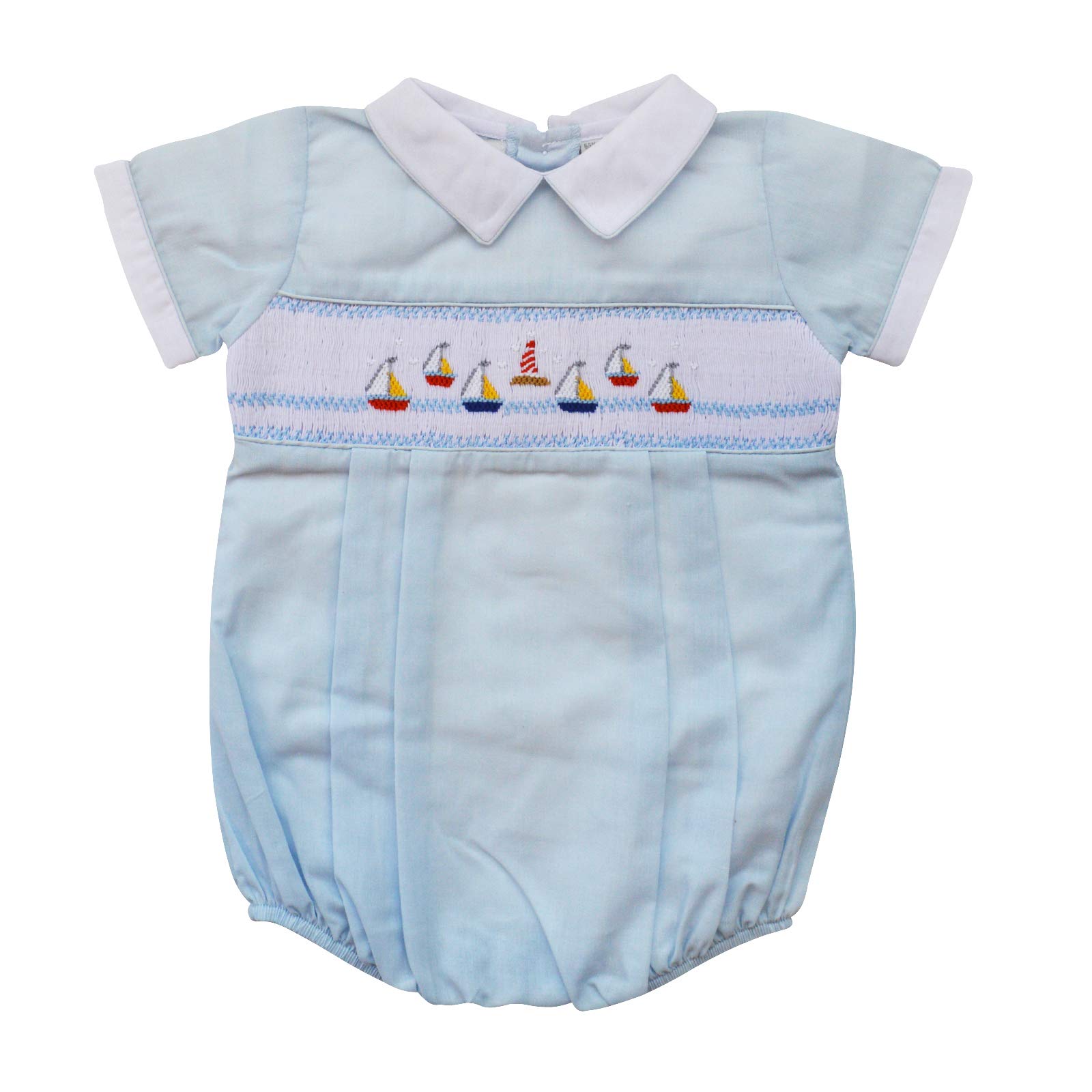 Baby Boys Hand Smocked Classic Creeper Romper - Soft Cotton Outfit for Newborns & Infants | Perfect for Photoshoots, Parties & Special Occasions