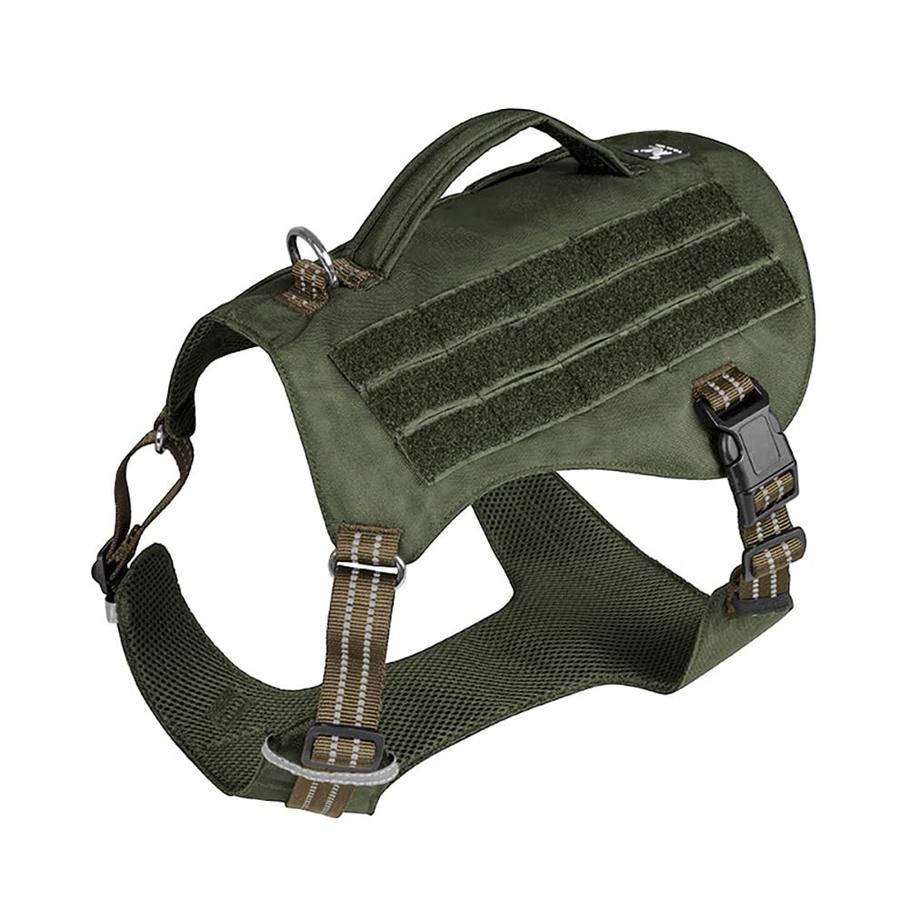 Shanleaf Tactical Dog Harness Adjustable No-Pull Training Vest with Handle & Saddle Bag - Military Grade Pet Gear for Small, Medium, Large Dogs - Perfect for Hiking, Running & Outdoor Adventures