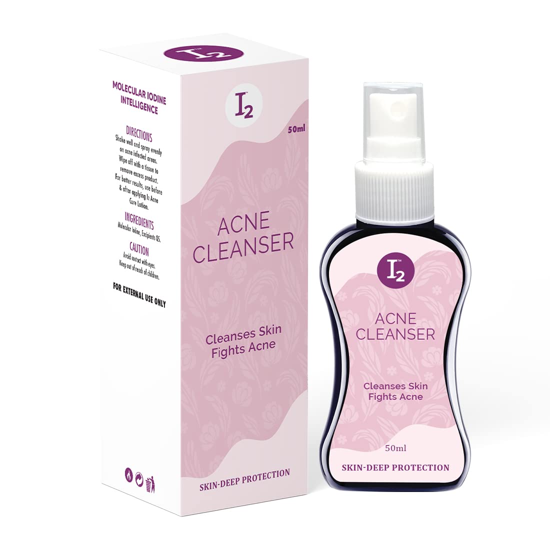 I2 Acne Face Cleanser Spray - Paraben Free Acne Treatment Gel for Men & Women (50ml) | Fights Pimples & Breakouts | Perfect for Daily Skincare & Travel