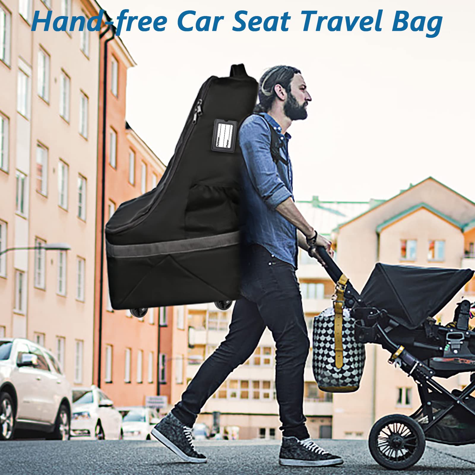 **YOREPEK Wheeled Car Seat Travel Bag - Padded Car Seat Backpack for Airplane & Airport, Large Gate Check Bag with Shoulder Strap - Perfect for Air Travel, Road Trips & Baby Gear Protection**