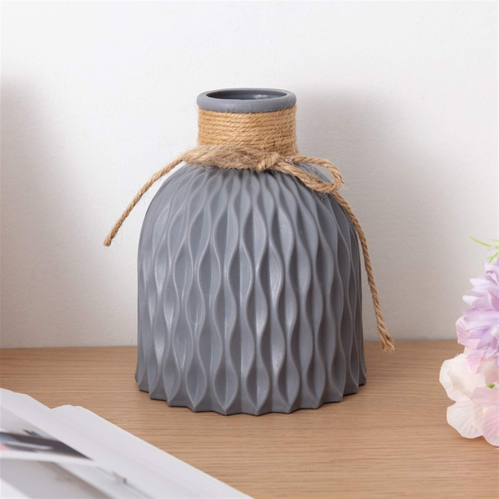 Modern Plastic Flower Vase - Unbreakable Rattan-Like Design for Wedding & Home Decor